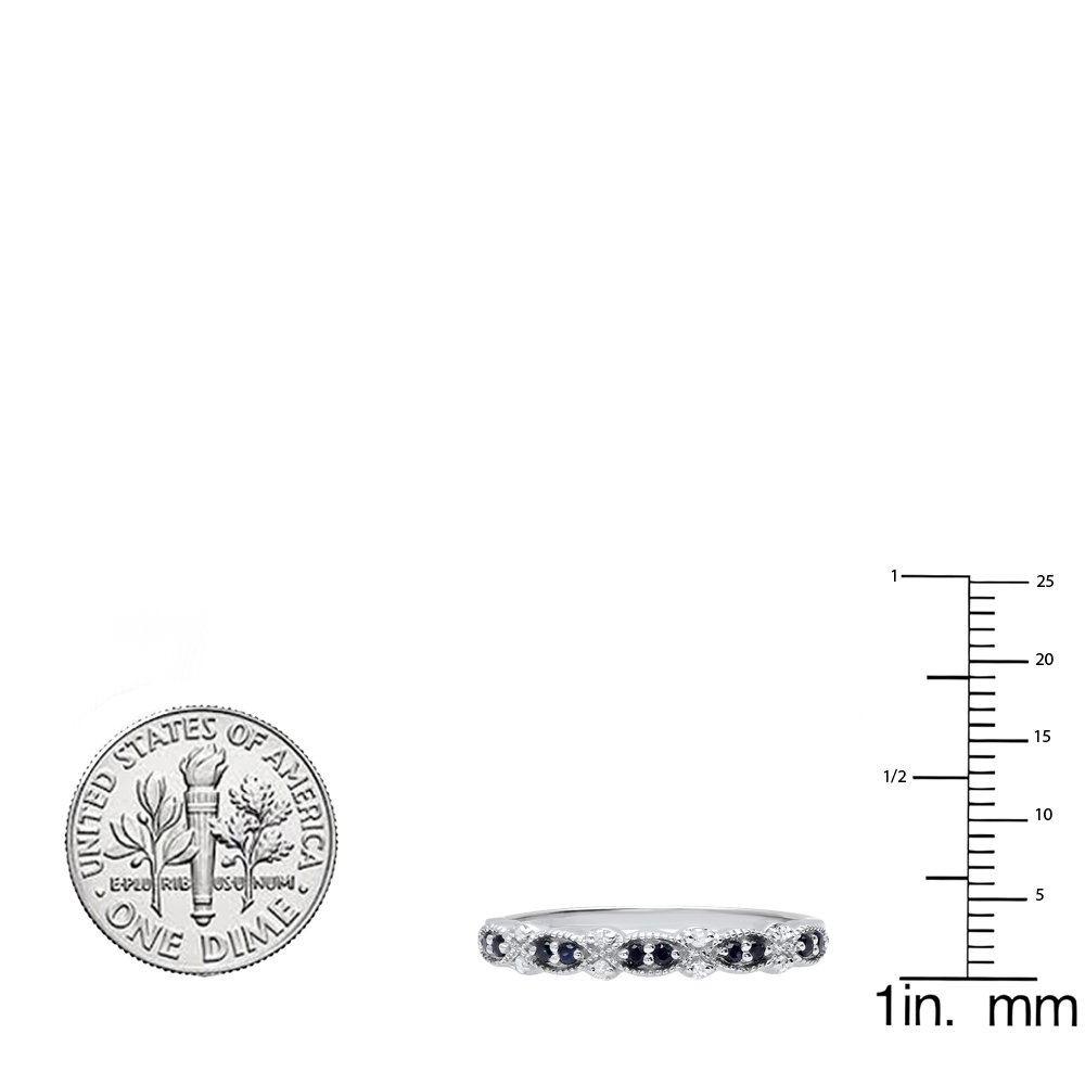 Dazzlingrock 925 Sterling Silver Round Gemstone & White Diamond Marquise Miligrain Ring for Women | Elegant Jewelry Gift for Anniversary, Wedding, or Special Occasions