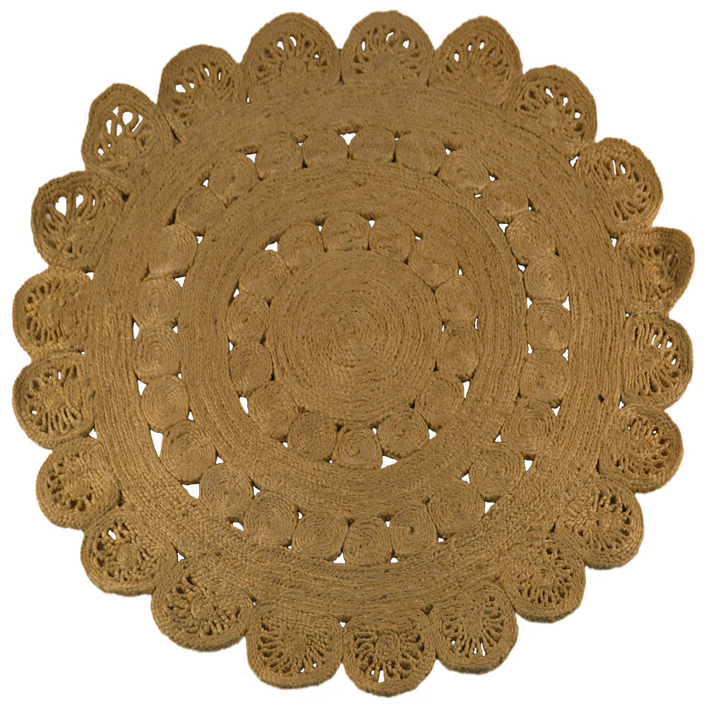 Rugascend Natural Jute Braided Rug - Handwoven Eco-Friendly Floor Mat for Living Room, Bedroom, or Entryway Decor