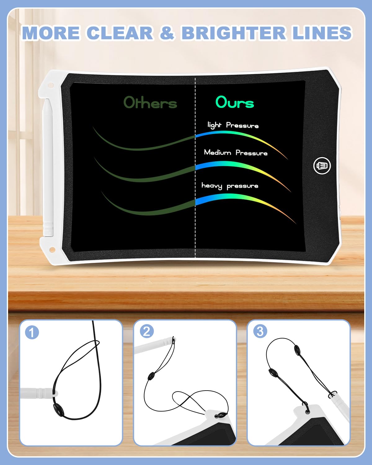8.5 Inch LCD Writing Tablet - Colorful Electronic Doodle Board for Kids, Reusable Drawing Pad with Stylus, Educational Learning Toy & Birthday Gift for Boys Girls Ages 3-8 (White) | Perfect for Home, School & Travel Use