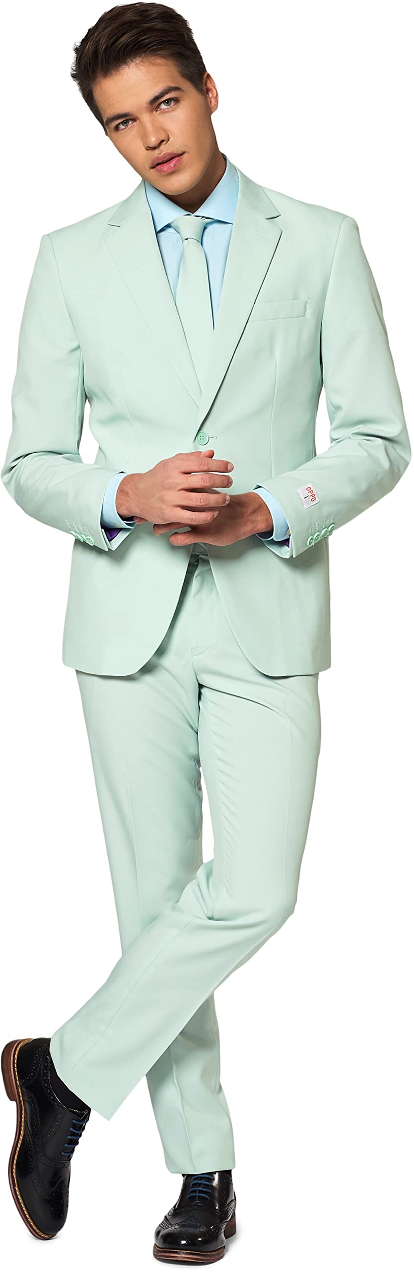 OppoSuits Solid Color Men's Party Suits - Elegant Blazer, Pants & Tie Set for Prom, Weddings, Bachelor Parties - Perfect for Formal Events & Special Occasions