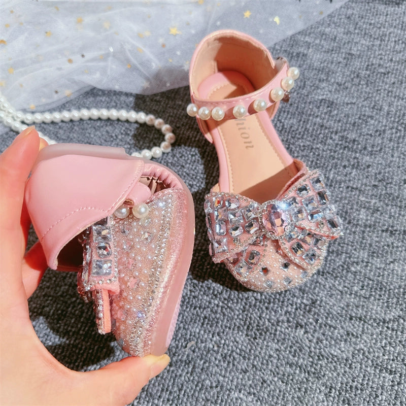 Adorable Pink Pearl Bow Knot Baby Shoes for Girls - Perfect for Summer Outfits, Parties & Photo Shoots