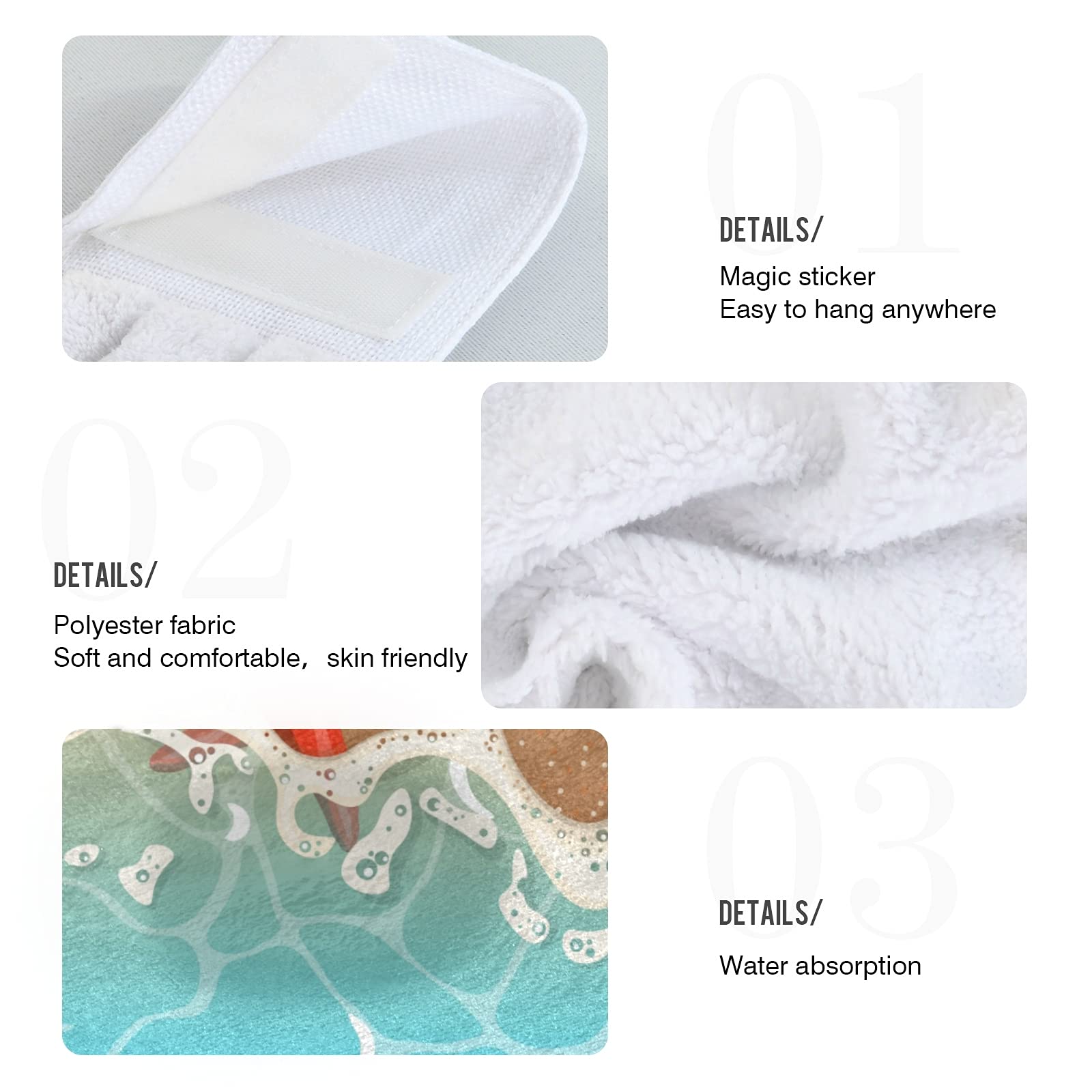 2-Pack Fast-Drying Absorbent Soft Kitchen Hand Towels - Sandy Beach Sea Wave Starfish Shells Design for Home Kitchen & Bathroom Decor | Perfect for Drying Dishes, Cleaning Countertops, and Adding Coastal Style