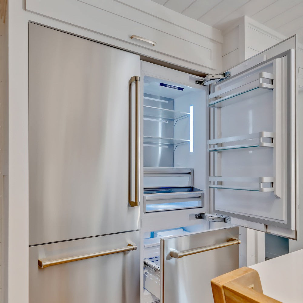 ZLINE 60 Inch 32.2 Cu Ft French Door Built-In Bottom Freezer Refrigerator with Water Dispenser & Ice Maker - Stainless Steel (RBIV 304 60) - Perfect for Modern Kitchens & Open-Concept Homes
