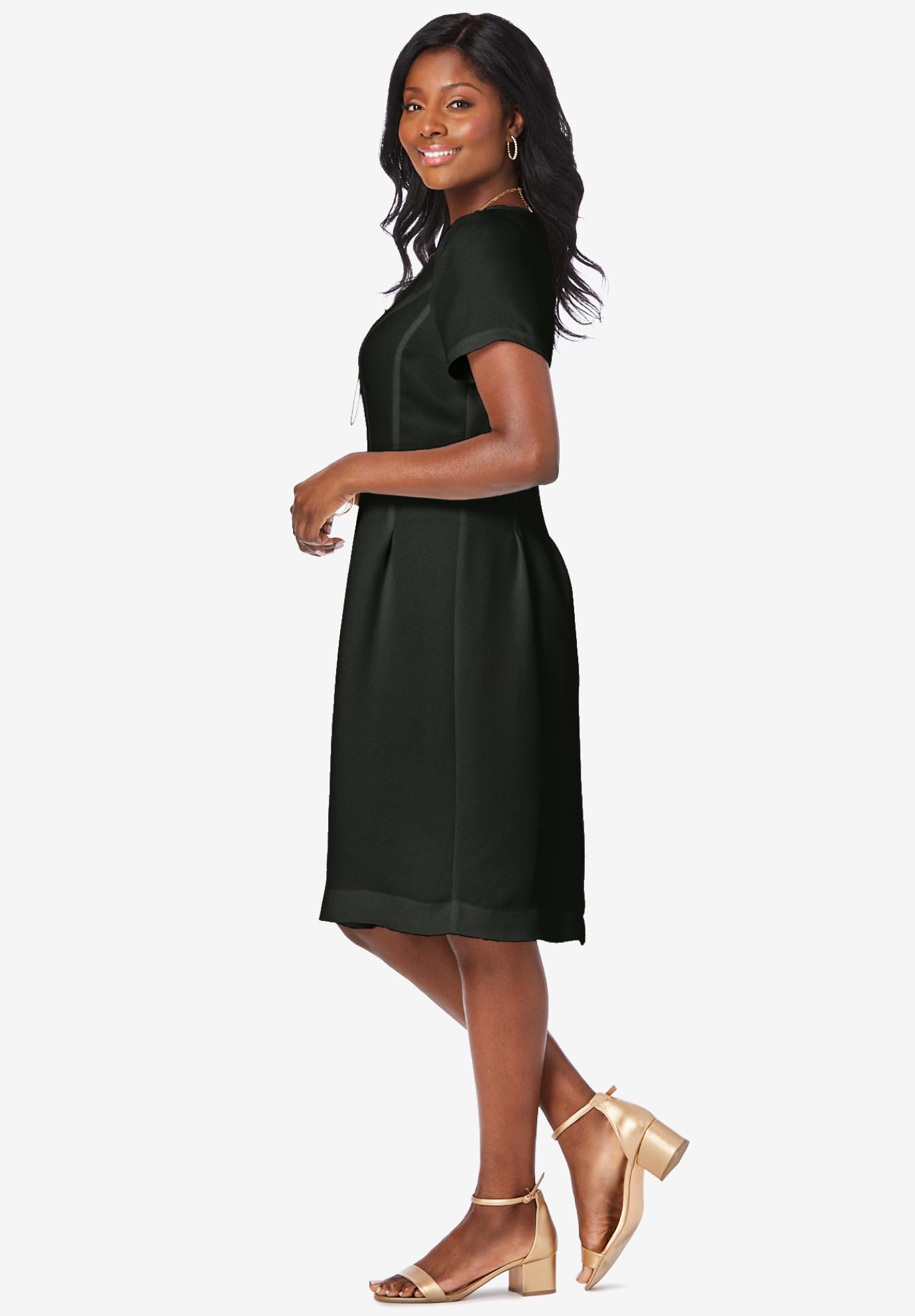 Jessica London Women's Plus Size Short Sleeve Fit and Flare Dress - Flattering Casual & Office Wear for Curvy Women | Perfect for Summer Outings, Weddings & Special Occasions