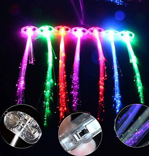 Itian LED Fiber Optic Hair Barrettes - Multicolor Light Up Hair Clips for Women & Girls, Glow in The Dark Hair Accessories for Parties, Raves, Concerts & Night Events