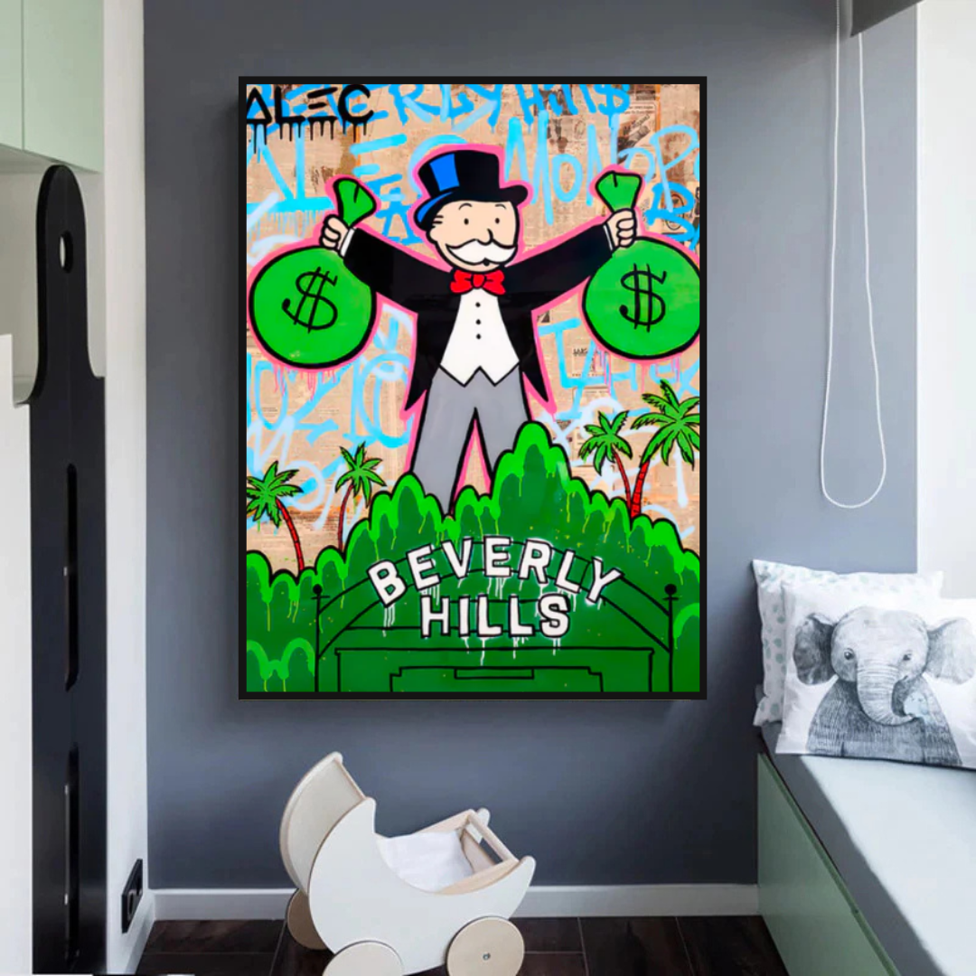 Alec Monopoly Man Holding Bag - Limited Edition Street Art Prints for Home & Office Decor | Exclusive Urban Art Collection