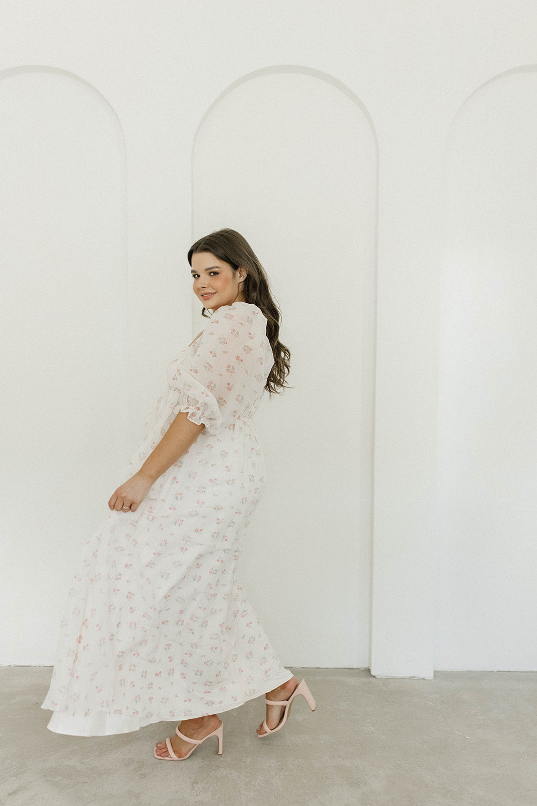 Mona Maxi Dress with Smocking - Blush Floral Print, Bump Friendly Maternity Dress, Inclusive Sizing S-3XL | Perfect for Weddings, Beach Vacations & Summer Outfits