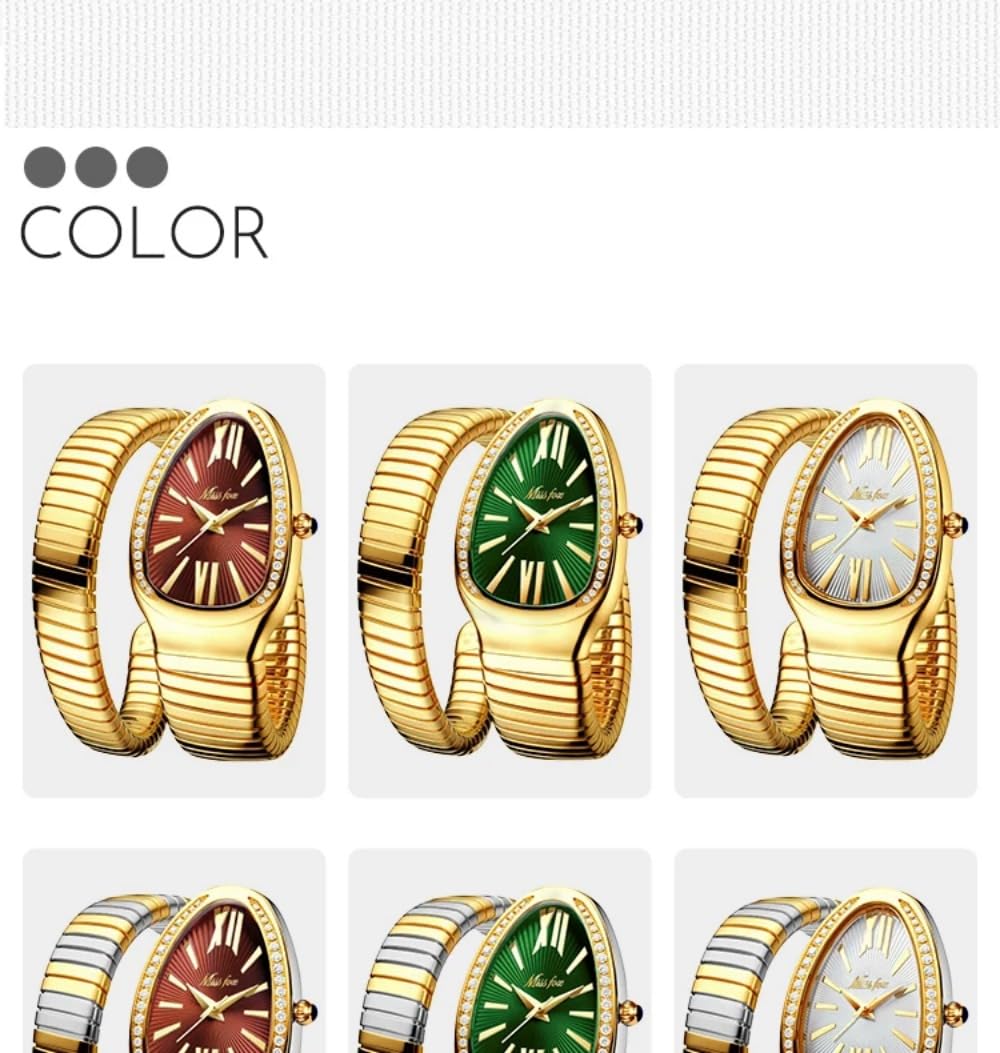 Elegant Snake Shape Bracelet Watch for Women - Waterproof Quartz Jewelry Watch - Perfect for Parties, Weddings & Formal Events
