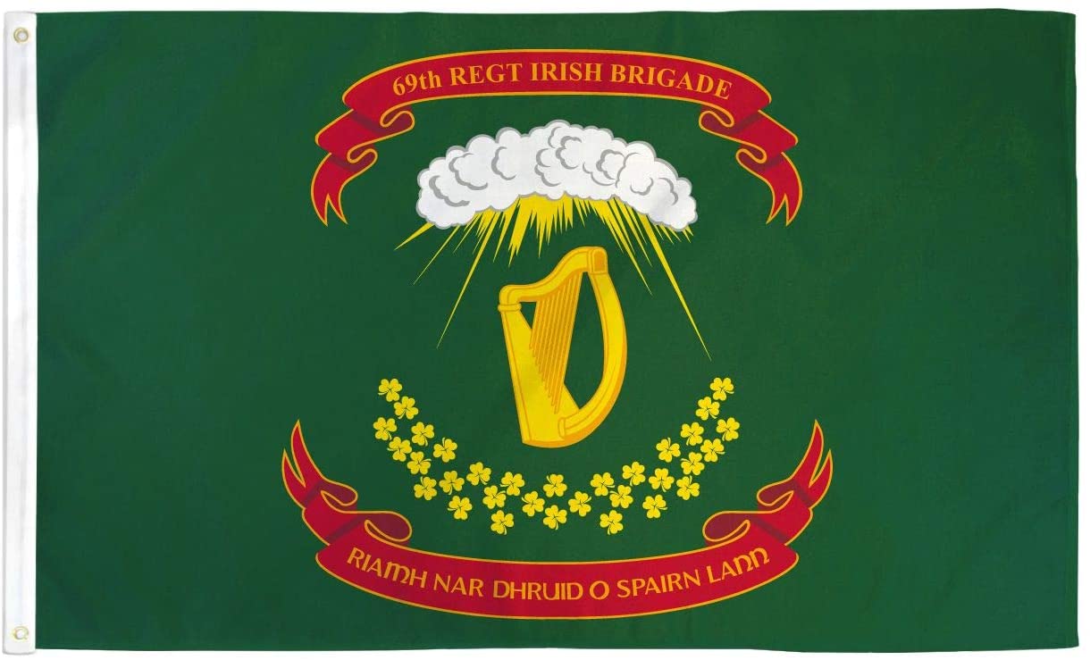 69th Irish Brigade 12x18 Inch Double Sided Flag with Brass Grommets - ROUGH TEX® 100D Heavy Duty Polyester - Perfect for Parades, Historical Reenactments & Military Displays
