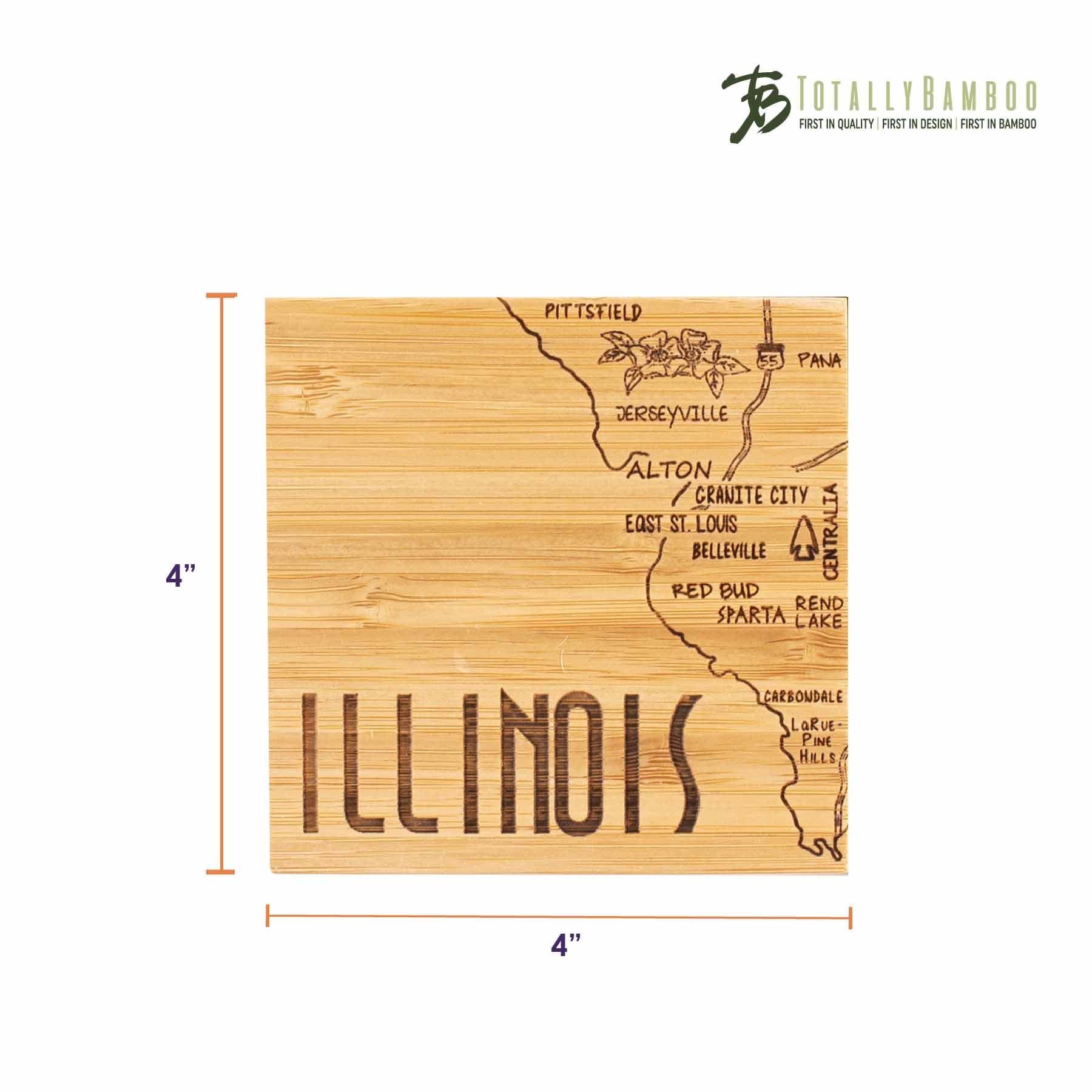 4 Piece Illinois Puzzle Coaster Set with Case - Fun & Functional Drink Coasters for Home, Office, or Game Room Decor
