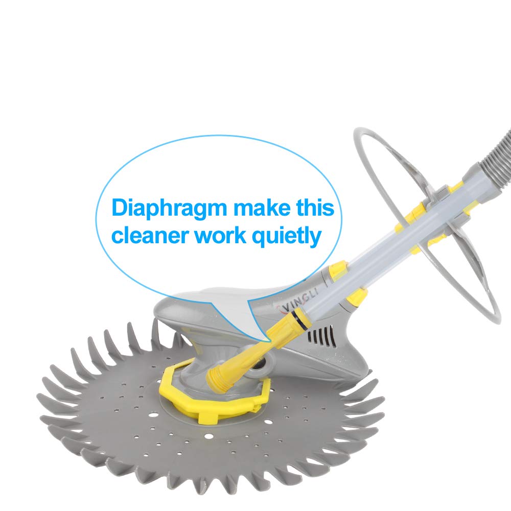 VINGLI Automatic Pool Vacuum Cleaner for Inground & Above Ground Pools - Robotic Pool Cleaner with Extra Hoses & Diaphragms (Grey) - Ideal for Weekly Pool Maintenance & Debris Removal