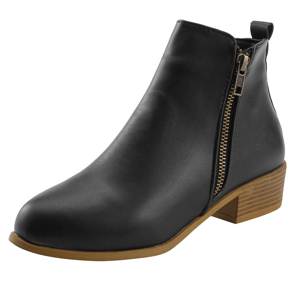 Vedolay Women's Winter Boots - Fashion Square Heel Ankle Booties with Zipper, Round Toe for Warmth & Comfort - Perfect for Work, Office & Casual Outfits