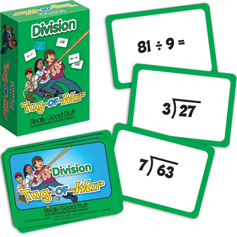 Division Tug-of-War Card Game - 64 Cards for Classroom & Family Fun
