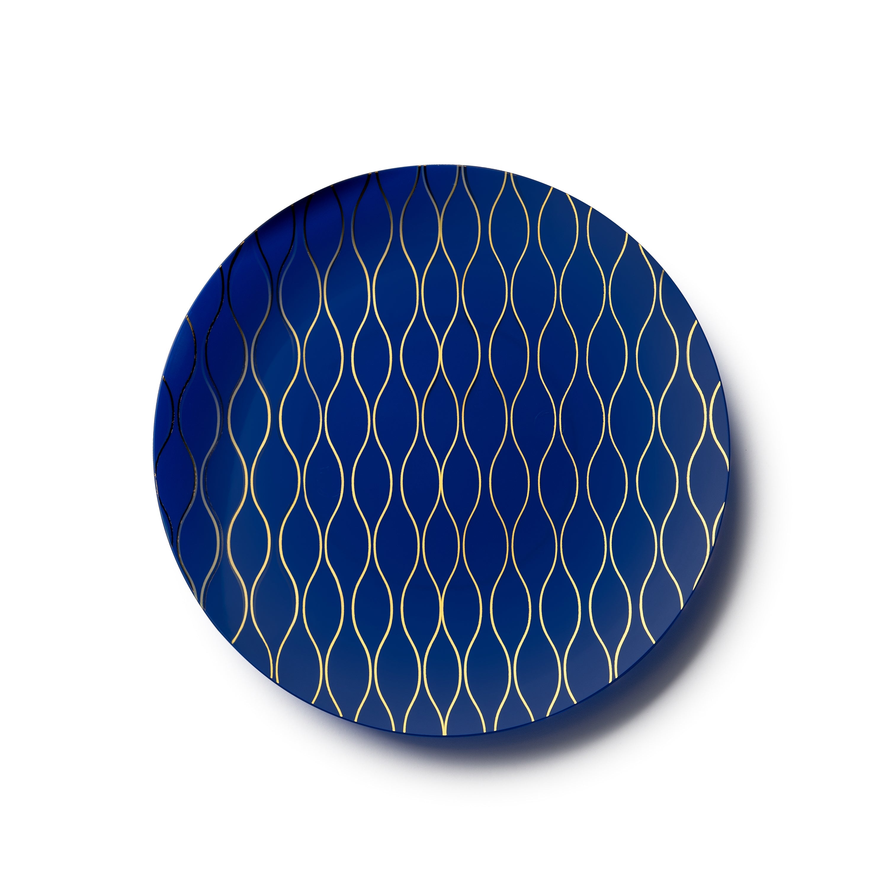 192-Piece Blue & Gold Round Plastic Dinnerware Set - 96 Servings - Elegant Disposable Plates, Cups & Cutlery Combo for Parties, Weddings, Picnics & Outdoor Events