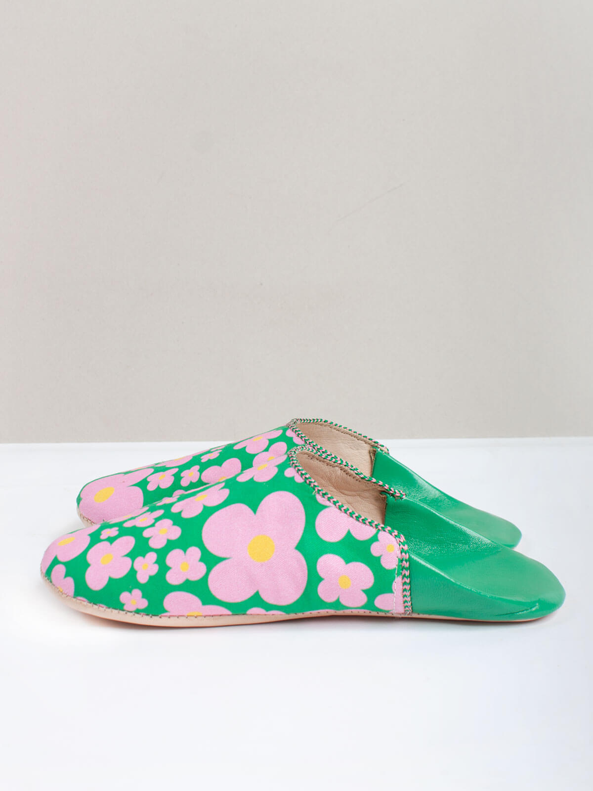 Margot Floral Babouche Slippers for Women - Soft Green House Shoes with Comfortable Memory Foam, Perfect for Indoor Relaxation, Spa Days & Cozy Home Wear