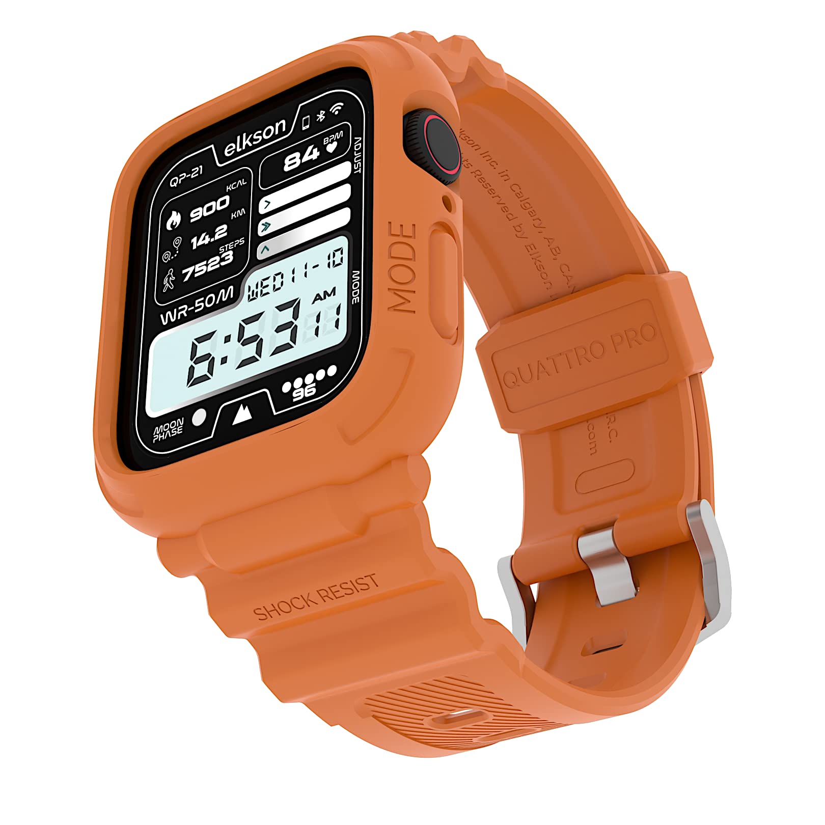 Elkson Rugged Apple Watch Band 41mm 40mm with Protective Bumper Case - Compatible with Apple Watch SE & Series 9/8/7/6/5/4 - Durable Sport Military Design for Men & Women (Orange) - Shockproof & Sweatproof - Perfect for Outdoor Activities, Workouts, Hiking, Running, Gym & Adventure Sports - Ideal for Active Lifestyles, Travel & Everyday Wear