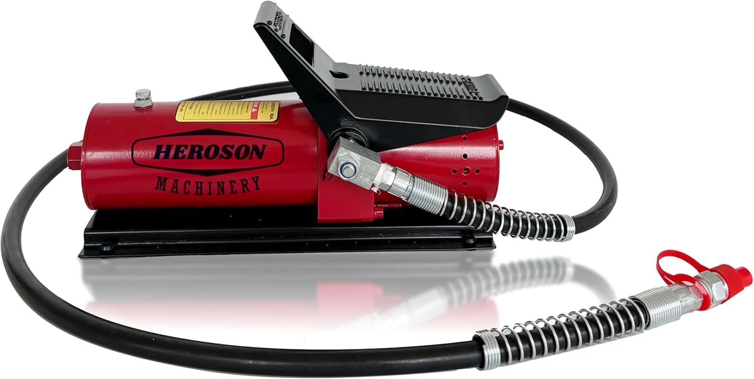 HEROSON 10,000 PSI High Pressure Pneumatic Hydraulic Pump - 0.7L Oil Reservoir, 3/8