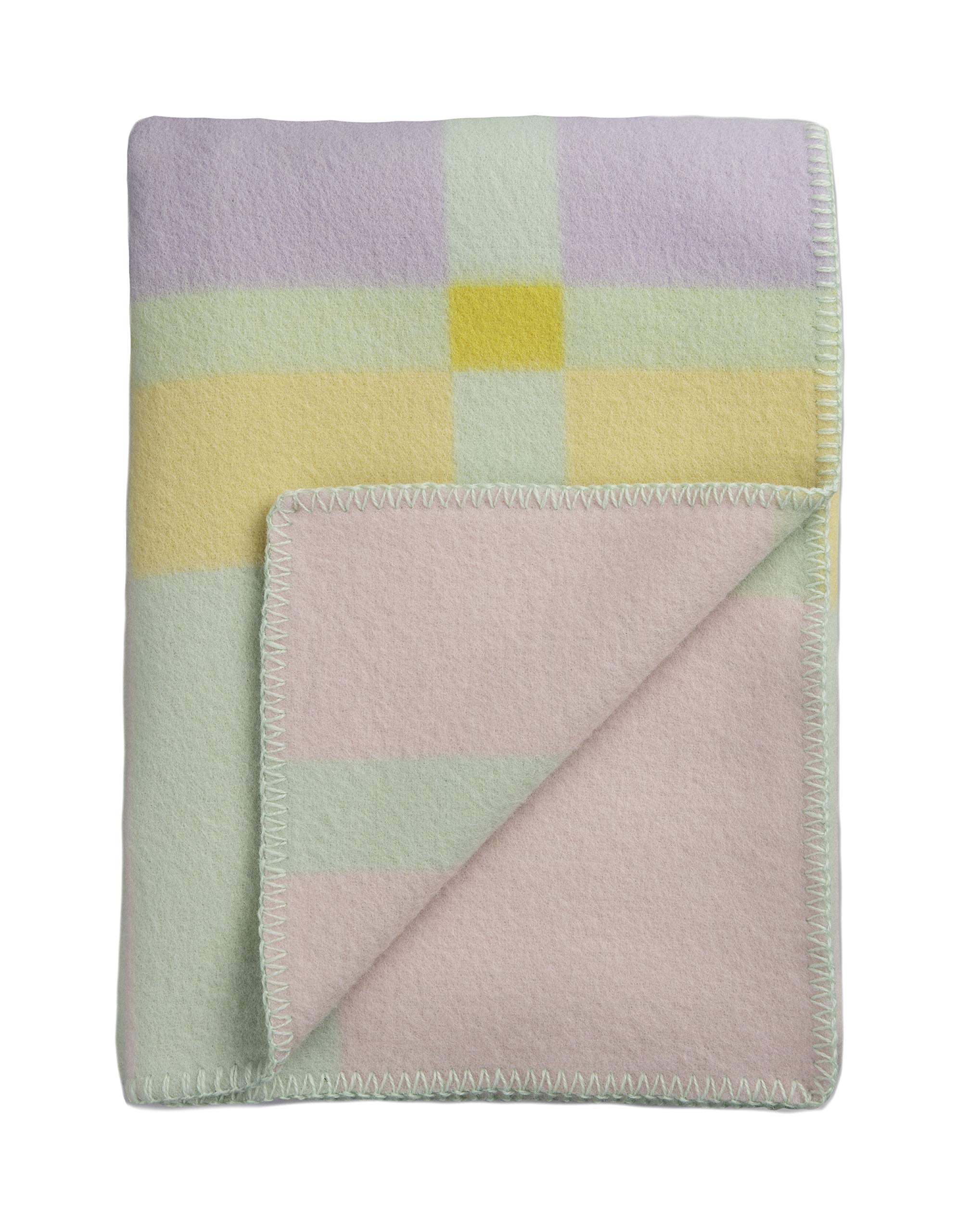 Premium 100% Norwegian Wool Blanket - Soft & Warm Throw in Pastel City Pattern - Perfect for Sofa, Bed & Winter Cozy Nights