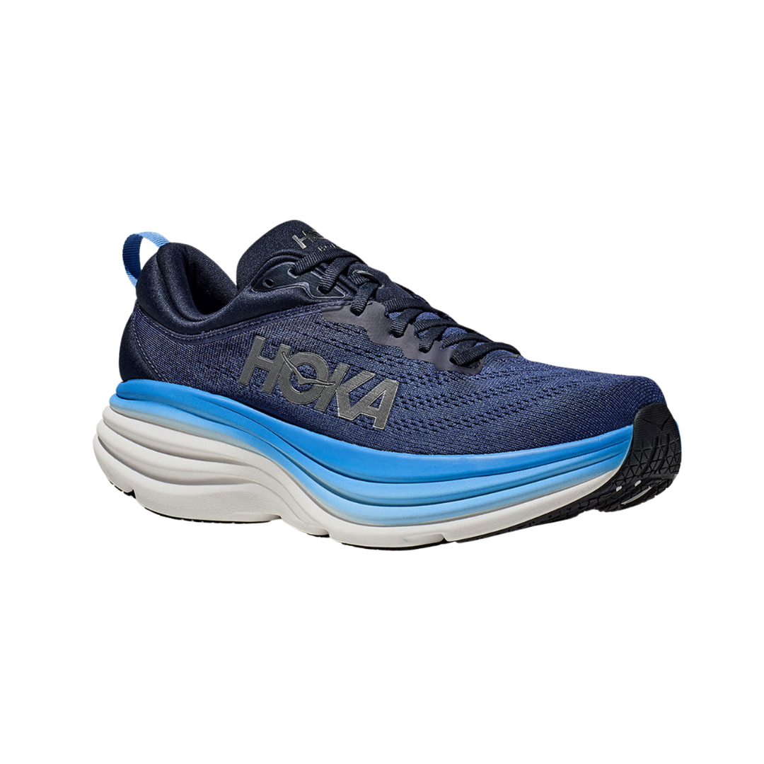 Hoka Men's Bondi 8 Running Shoes - Outer Space/All Aboard Color (2E Wide Width) | Cushioned Road Running & Walking Shoes for Men | Perfect for Marathon Training, Jogging & Daily Comfort