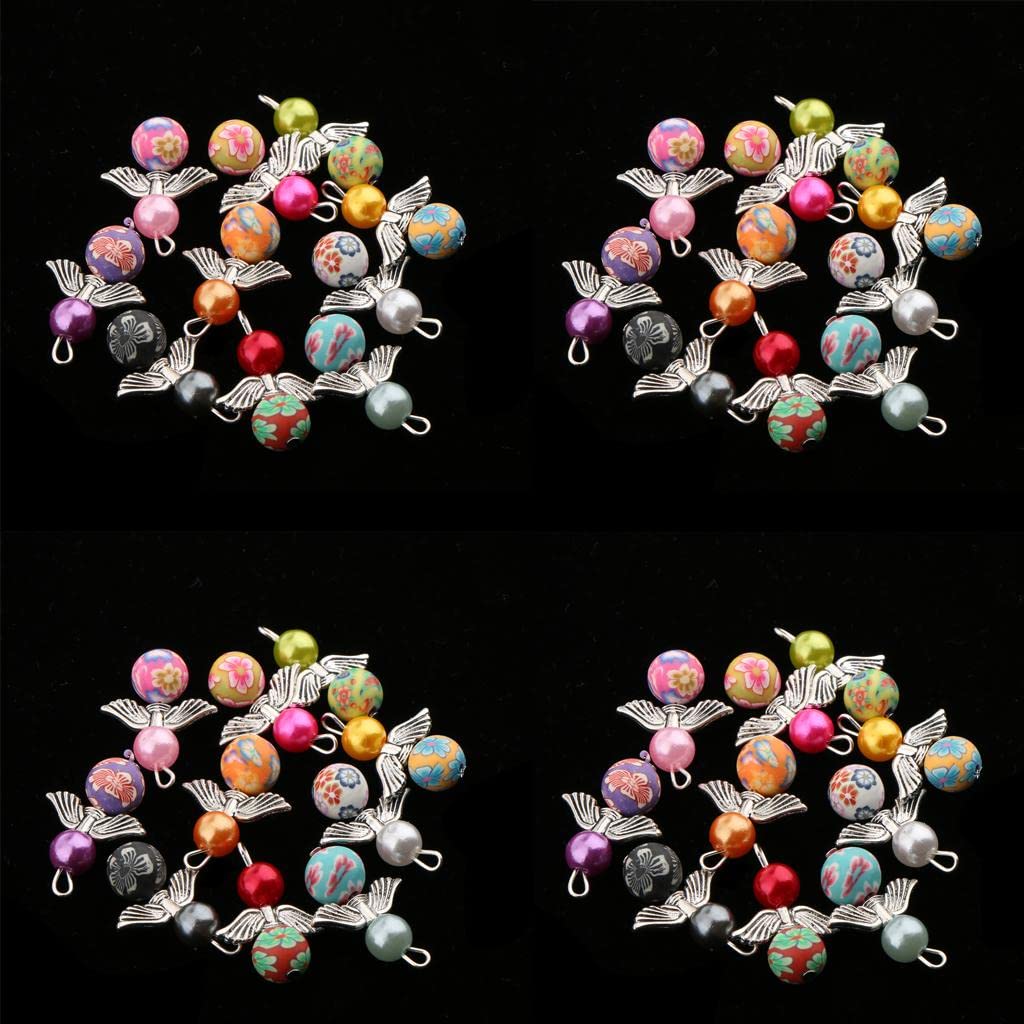 40PCS Handmade Fairy Angel Charms with Pearl Beads & Wings for DIY Jewelry Making - Perfect for Necklaces, Bracelets, Scrapbooking and Gift Decorations