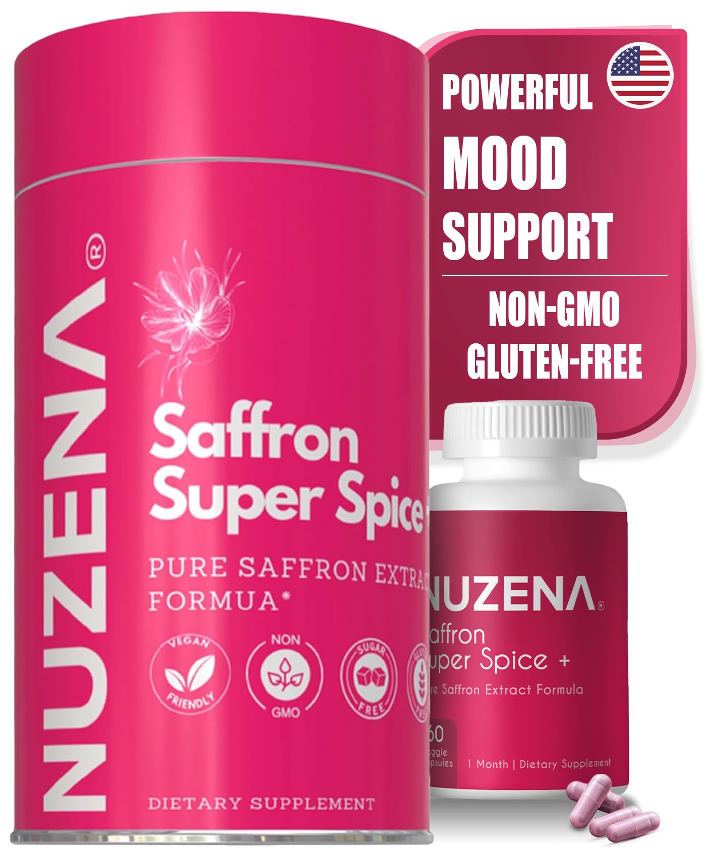 Premium Saffron Extract Supplement 88.5mg - Vegan Mood Enhancer & Memory Support - Non-GMO Pure Saffron Capsules for Eye Health & Emotional Well-Being - 60 Count (1 Capsule per Serving) - Ideal for Stress Relief, Focus & Daily Wellness Routine