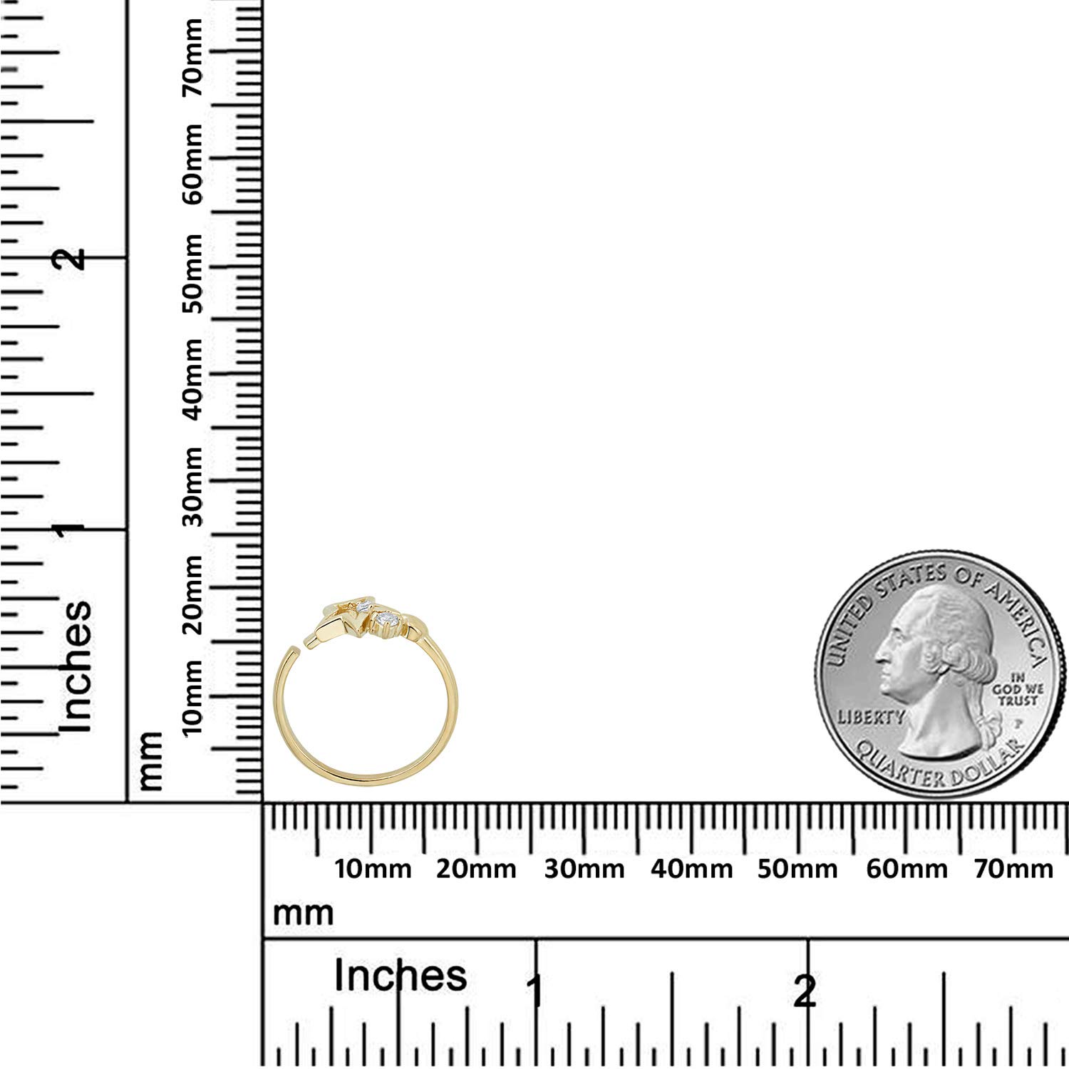 10K Yellow Gold Adjustable Star Toe Ring with Cubic Zirconia CZ - Elegant Foot Jewelry for Beach, Summer & Pedicure Occasions