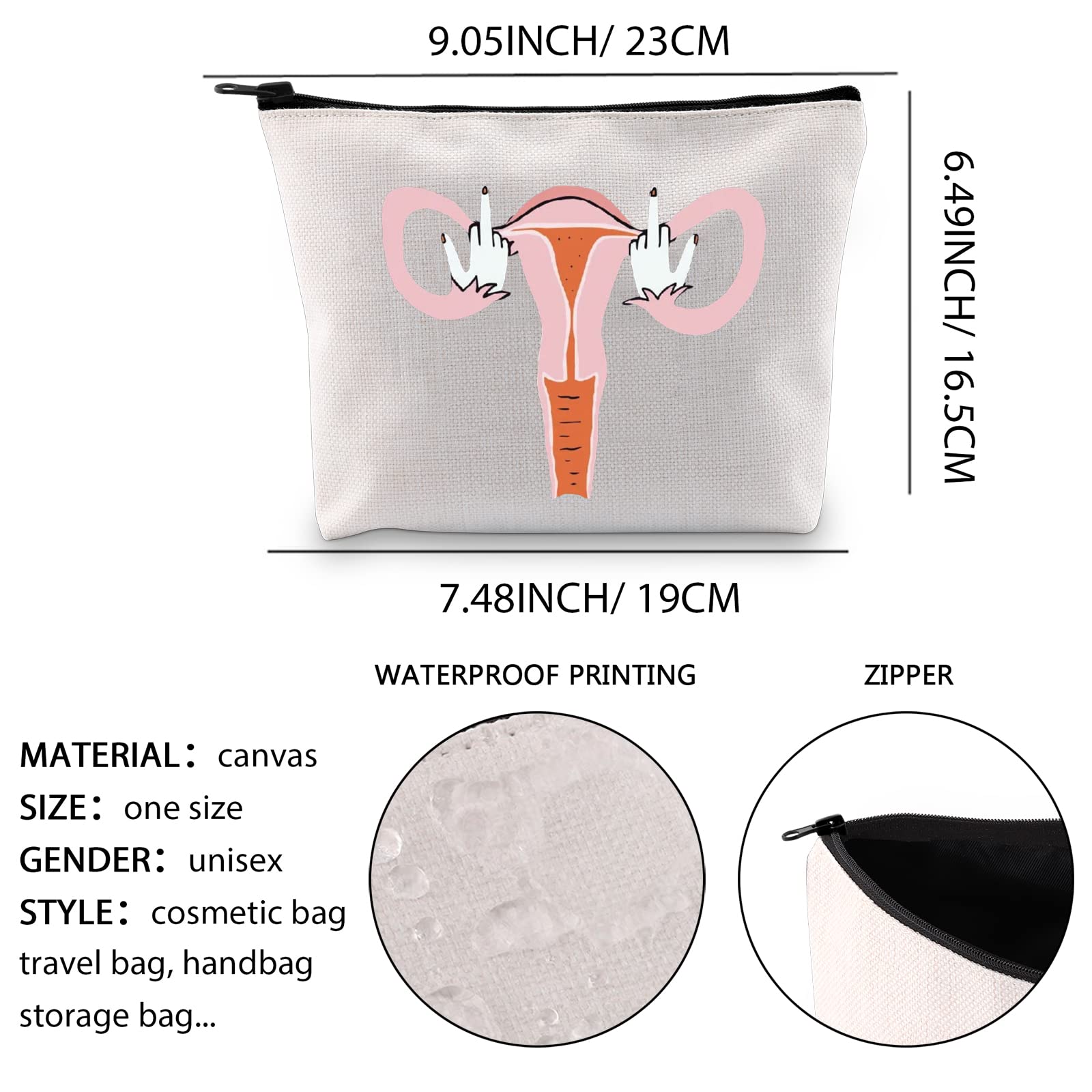 XYANFA Feminist Uterus Cosmetic Bag - Women Empowerment Makeup Pouch with Zipper - Perfect Gift for Feminists, Protesters & Women's Rights Supporters - Great for Travel, Daily Use & Activism Events
