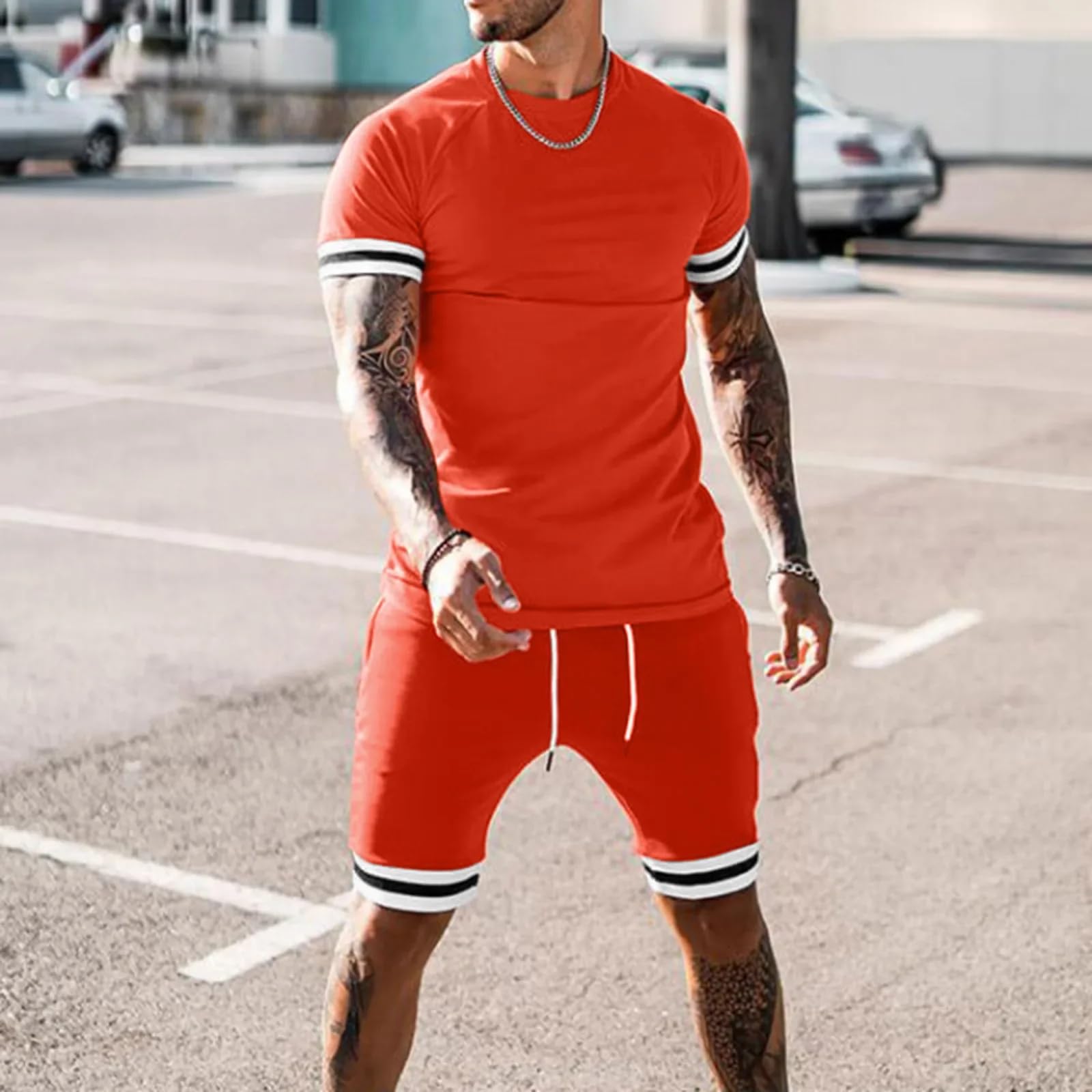 Men's 2-Piece Short Sleeve Summer Outfit Set - Casual Tracksuit with Pockets | Perfect for Beach, Gym & Everyday Wear