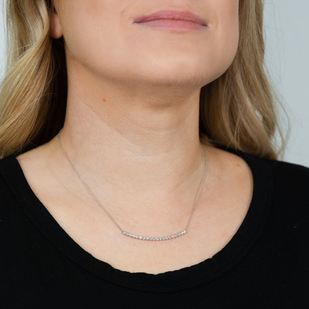 14ct White Gold 1/2 Carat Diamond Necklace - 45cm Chain with 20 Sparkling Diamonds - Elegant Jewelry for Women, Perfect for Weddings, Anniversaries & Special Occasions
