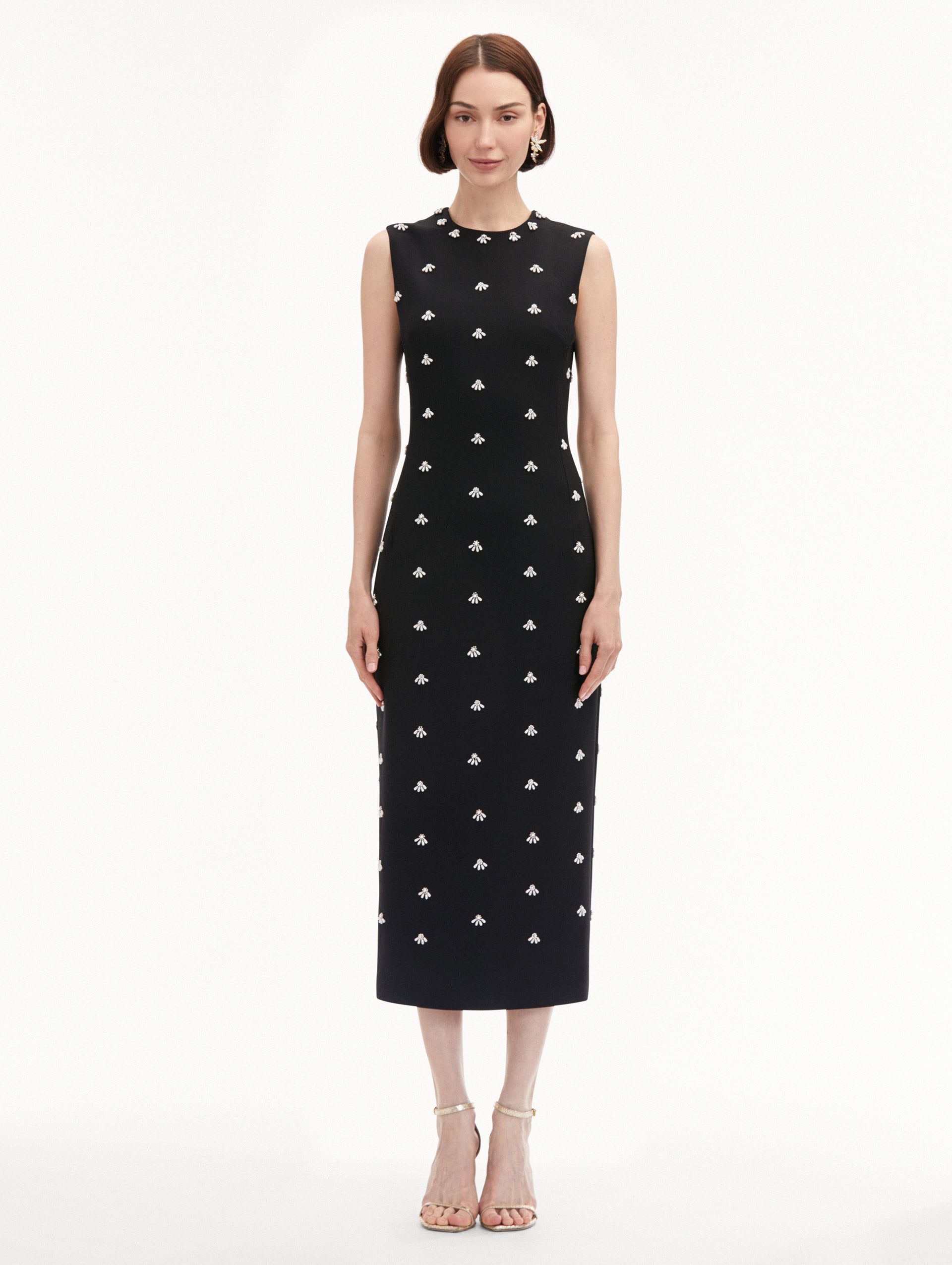 Elegant Pearl Cabochon Cocktail Dress for Women - Vintage-Inspired Beaded Evening Gown for Parties, Weddings & Special Occasions