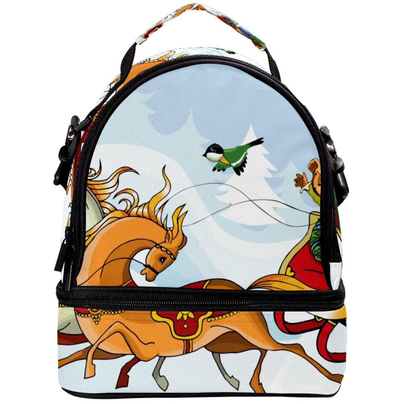 Santa Claus & Horses Insulated Lunch Box Cooler Bag - Reusable Thermal Lunch Tote for Office, School & Picnics | Perfect for Work Meals, Kids Lunches & Outdoor Dining