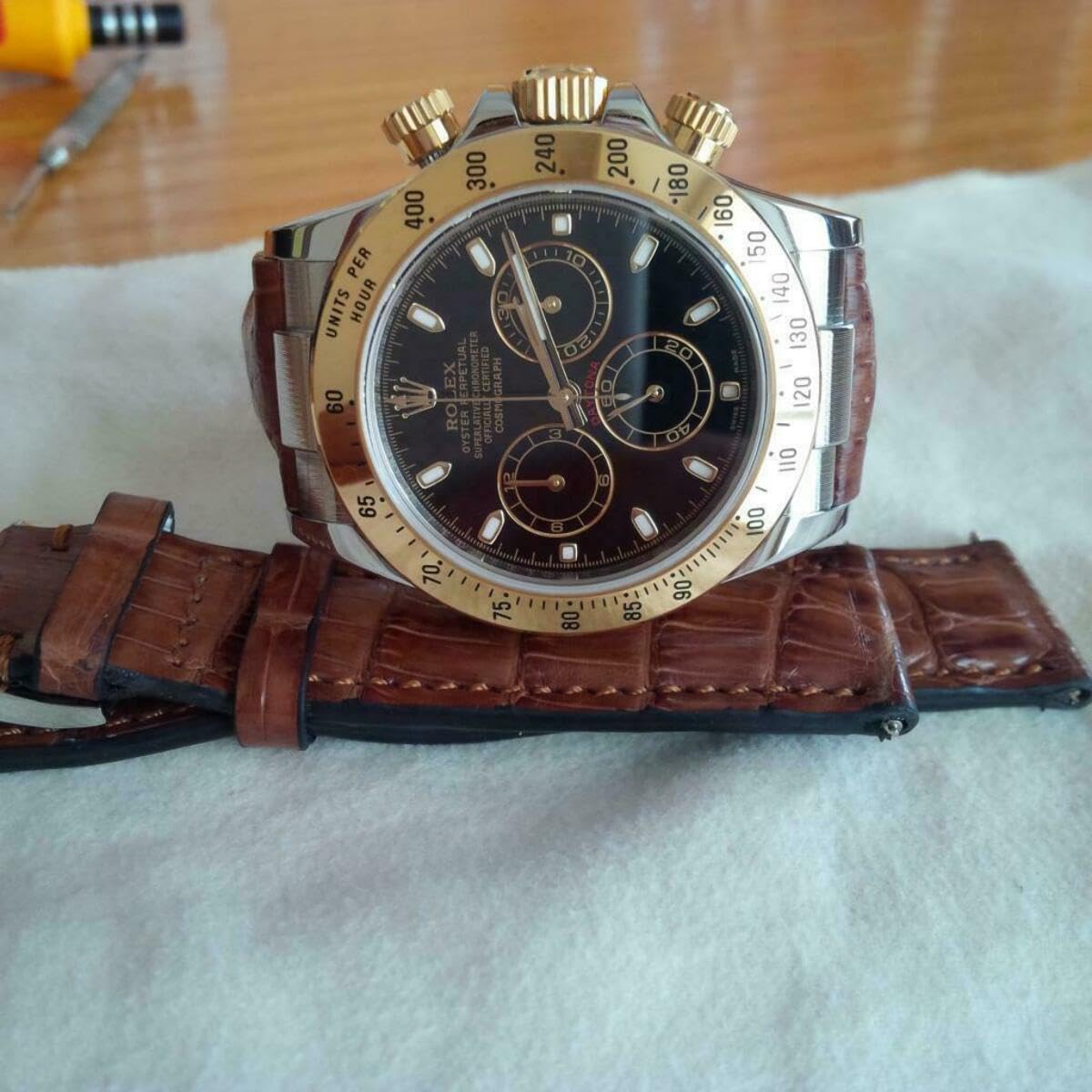 Ewatchparts Custom Strap End Link for Rolex Daytona Watch 116507 116508 116509 - Shiny Center Replacement Part | Perfect for Watch Repair & Band Customization