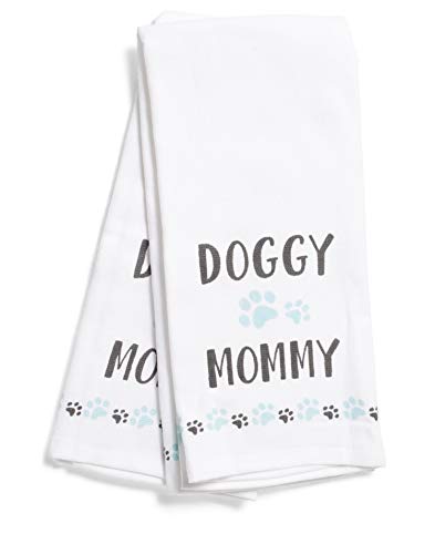 Dog Mom Gift - 2 Pack Paw Print Kitchen Tea Towels 100% Ultra Absorbent Cotton - Perfect for Dog Lovers, Housewarming & Pet Themed Decor