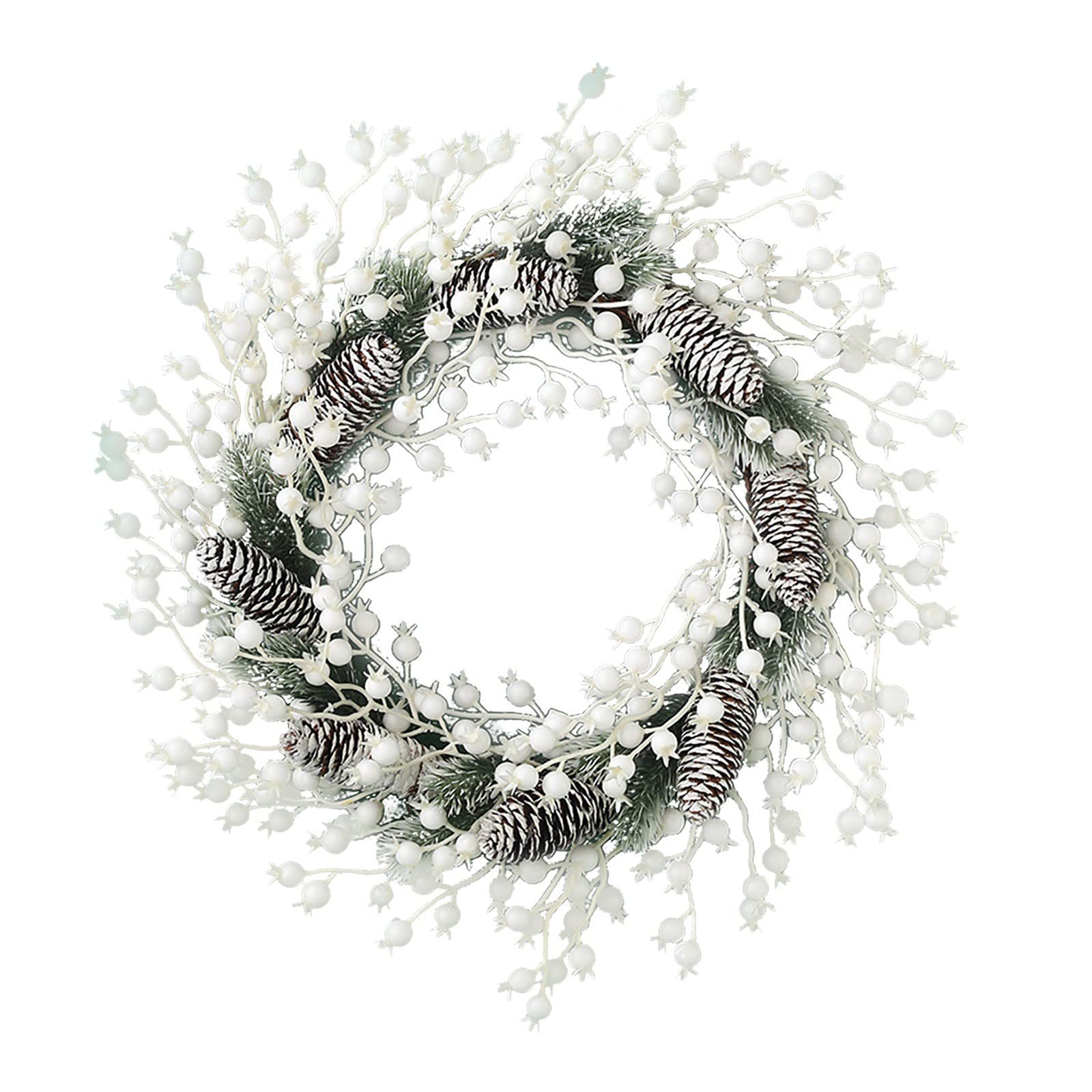 Pearl White Fuling Vine Berries Wreath - Elegant Front Door Decor for Christmas, Winter & Holiday Season | Perfect for Home, Porch, and Indoor Decoration