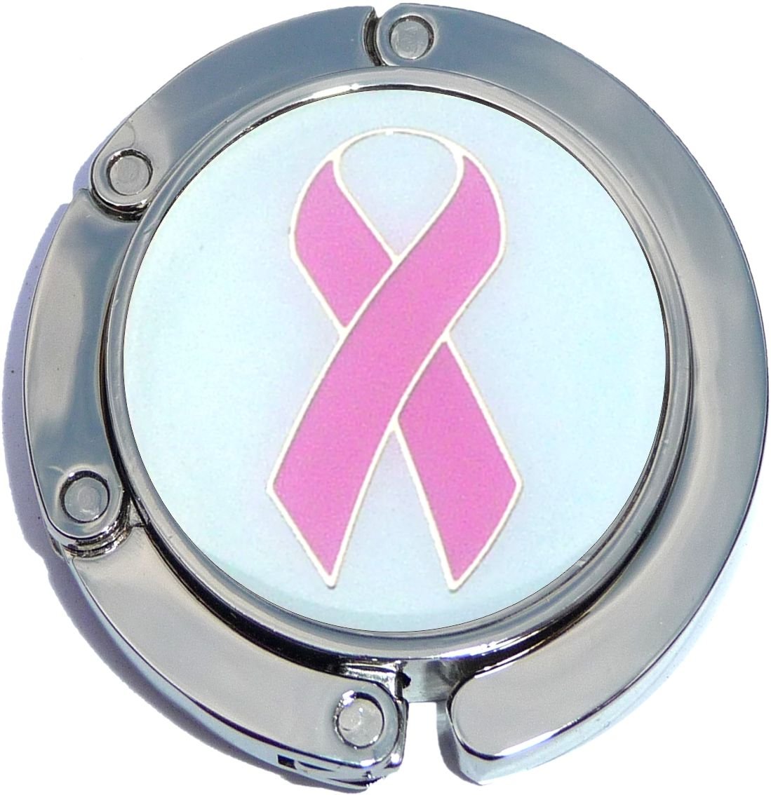 Pink Ribbon Foldable Purse Hanger - Compact Handbag Hook for Restaurants, Shopping & Travel - Durable Women's Accessory for Hanging Bags on Tables