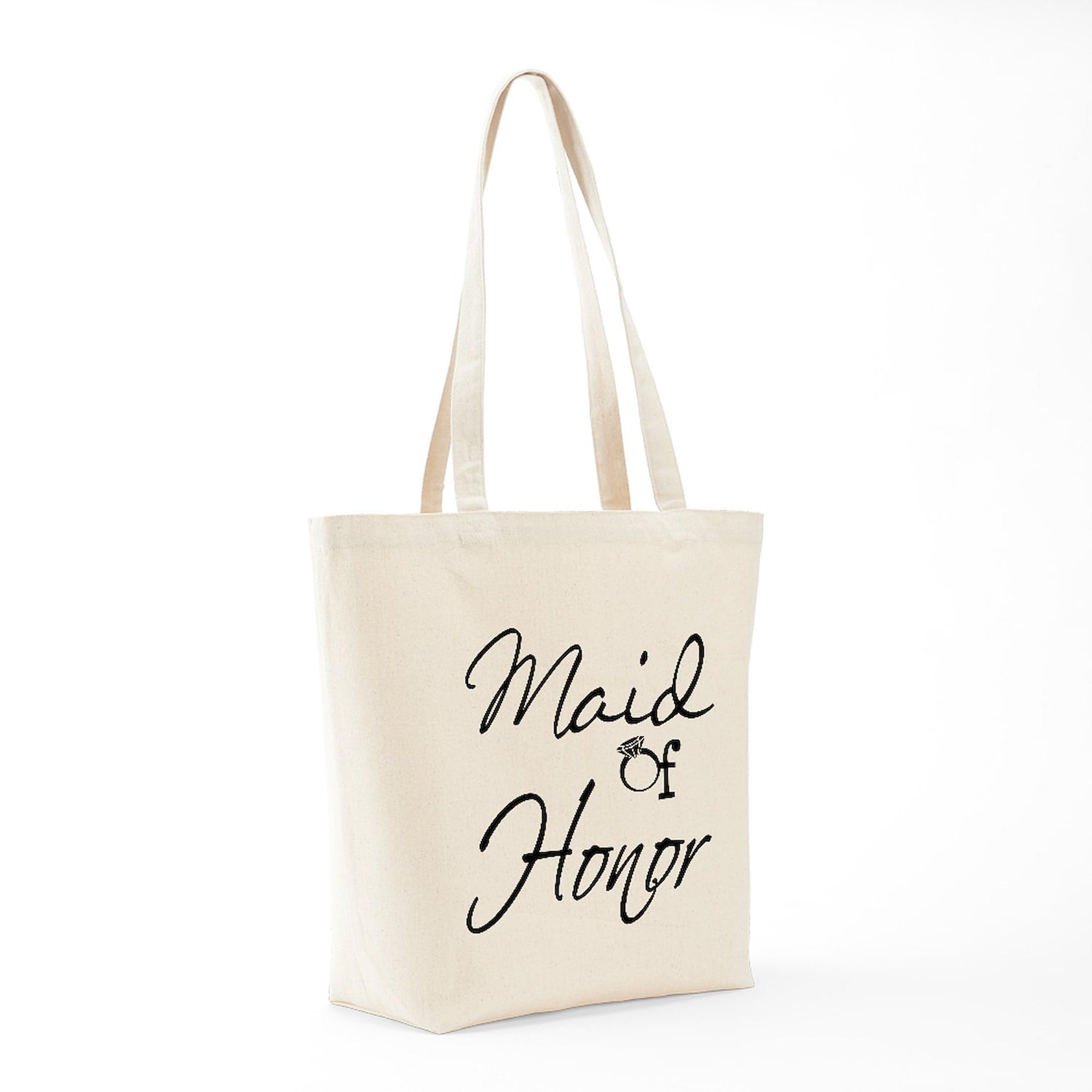 Best Maid of Honor Tote Bag - Natural Canvas Reusable Shopping Bag for Bridal Party, Wedding Gift & Everyday Use