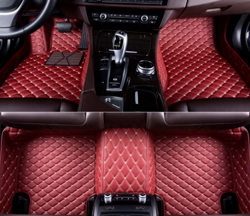 Custom All-Weather Car Floor Mats for 99% Sedan & SUV - Waterproof Leather Protection (Wine Red) - Perfect for Daily Commute, Road Trips & Winter Driving