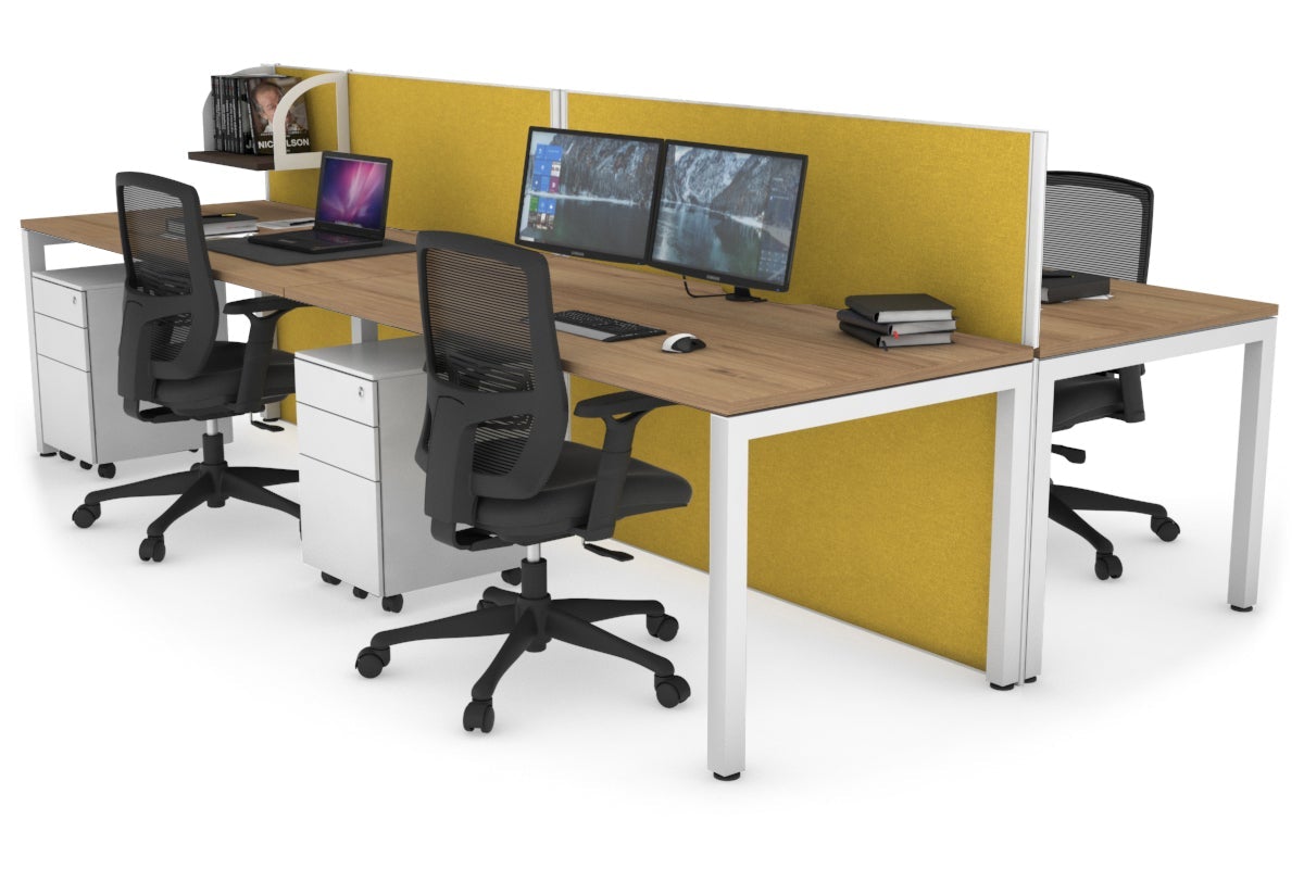 Horizon Quadro 4-Person Office Workstation Bench with Square Legs - 1600L x 800W with Cable Management Scallop - Perfect for Collaborative Workspaces & Open Office Environments
