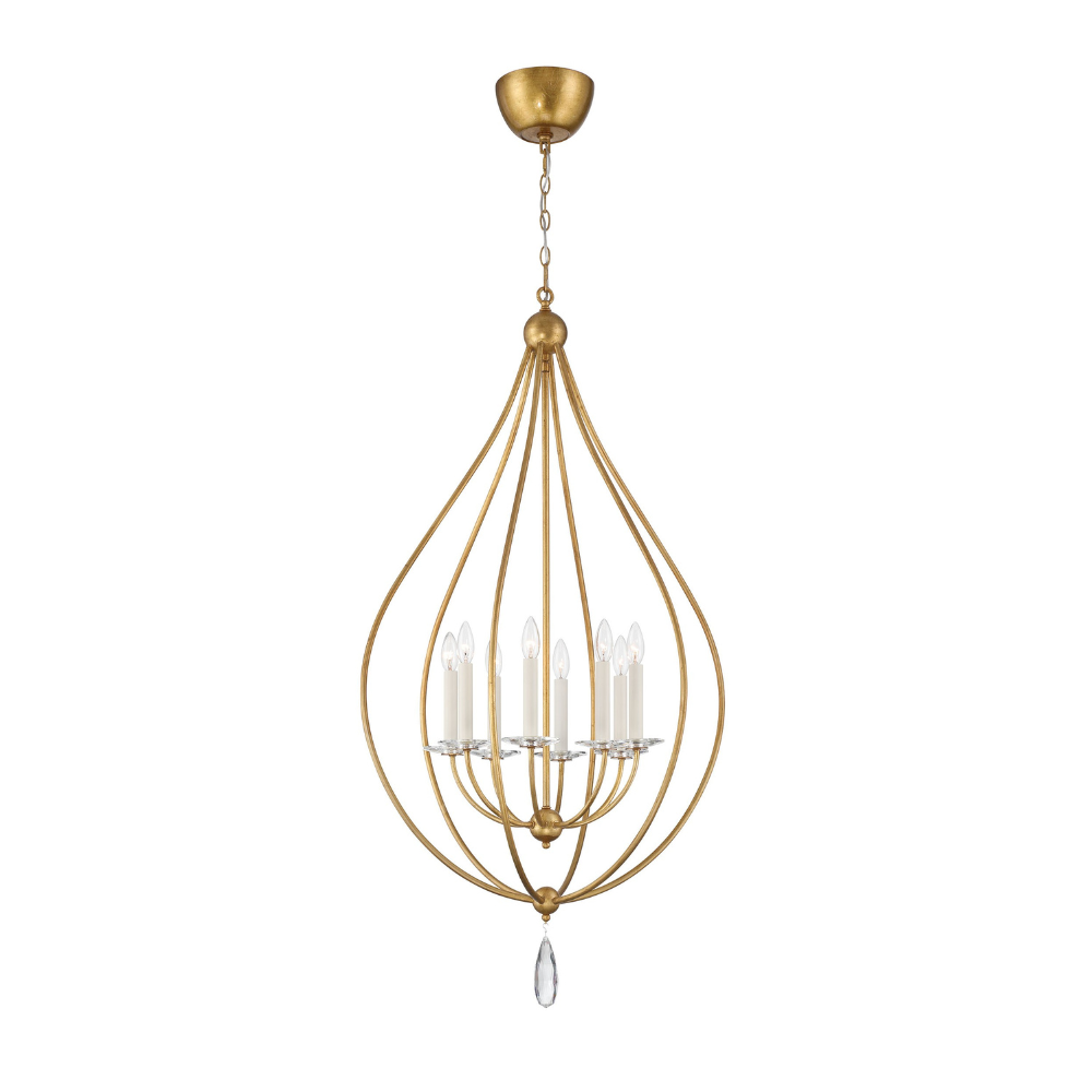 Elegant Teardrop Chandelier - Modern Crystal Pendant Lighting Fixture for Dining Room, Bedroom, or Entryway Decor