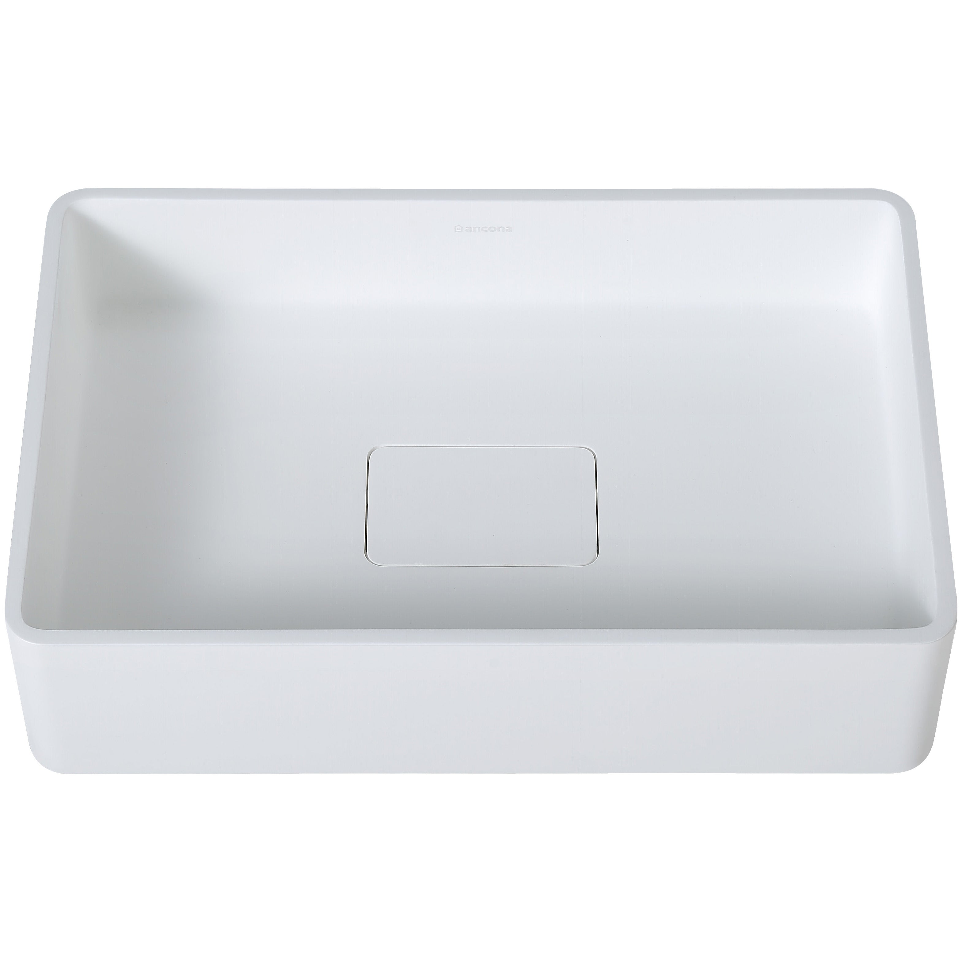 Ancona Holbrook White Pure Stone Rectangular Vessel Sink - Modern Bathroom Vanity Top for Powder Room, Master Bath & Spa Retreat