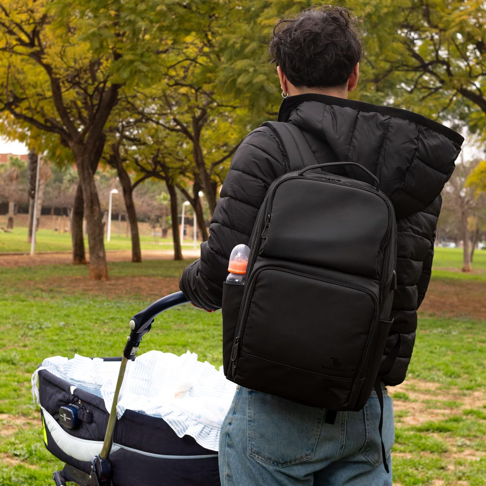 Waterproof Diaper Bag Backpack with USB Charging Port & Portable Changing Pad - Large Travel Baby Bag for Parents - Perfect for Daycare, Outings & Airplane Travel with Baby