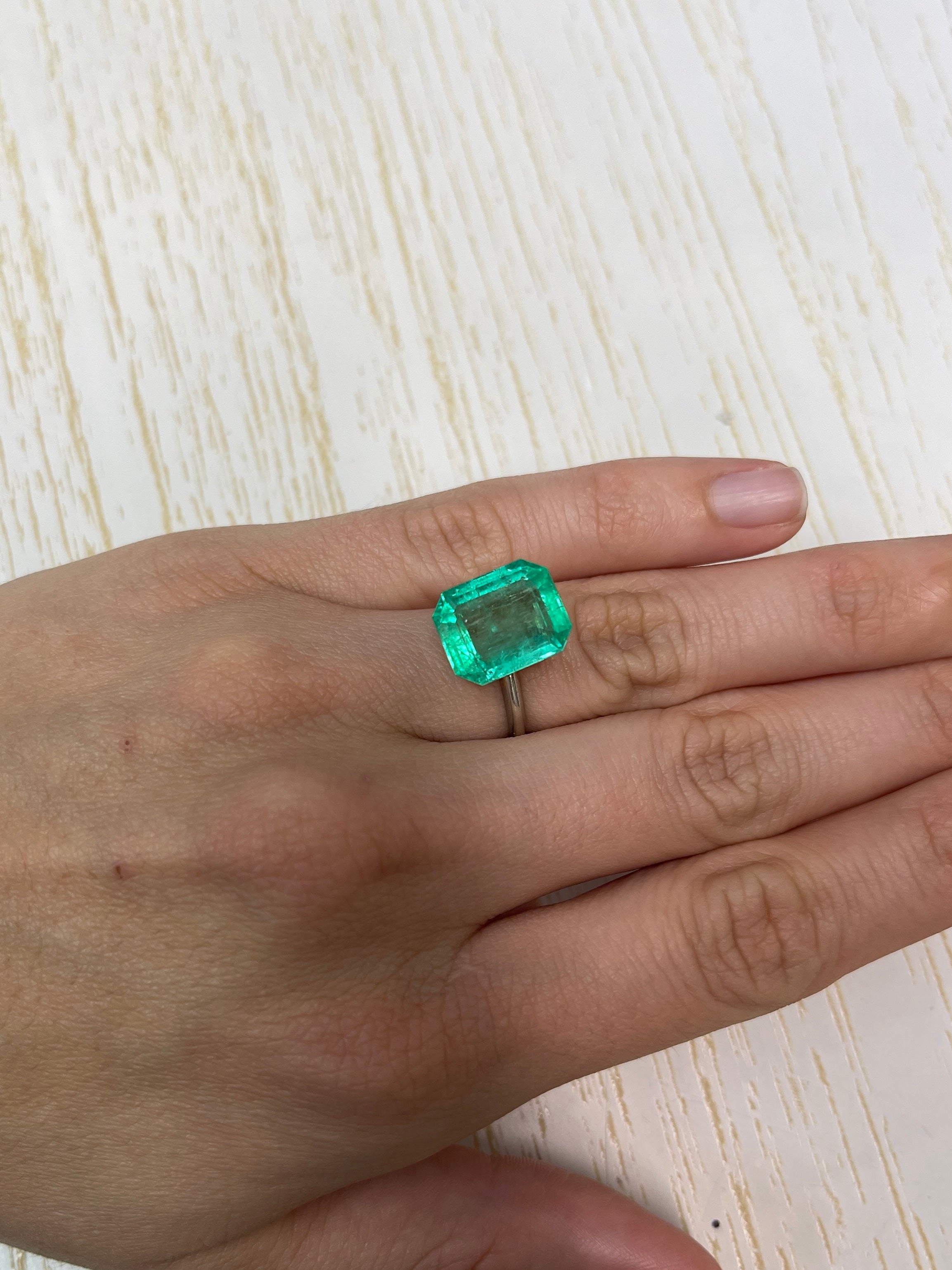 8.20 Carat 14x11.4mm Medium Green Colombian Emerald Cut Loose Gemstone - Perfect for Engagement Rings, Fine Jewelry & Collector's Pieces