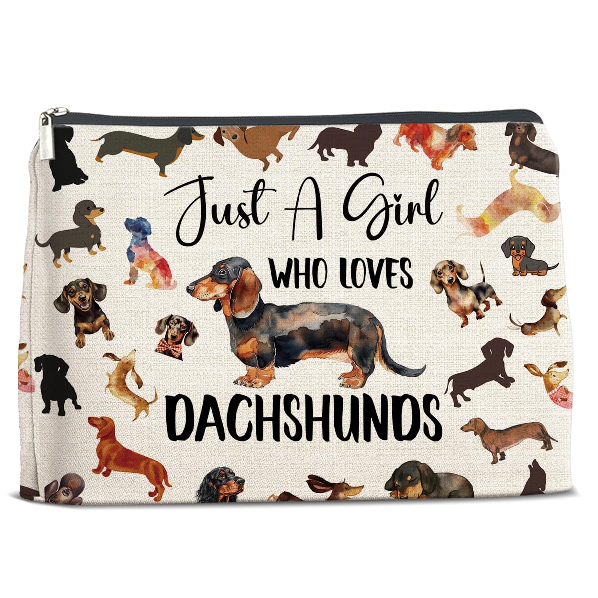 Cute Dachshund Makeup Bag for Women - Wiener Dog Themed Cosmetic Travel Organizer & Toiletry Pouch - Perfect Gift for Dog Lovers - Ideal for Travel, Gym, and Daily Beauty Essentials