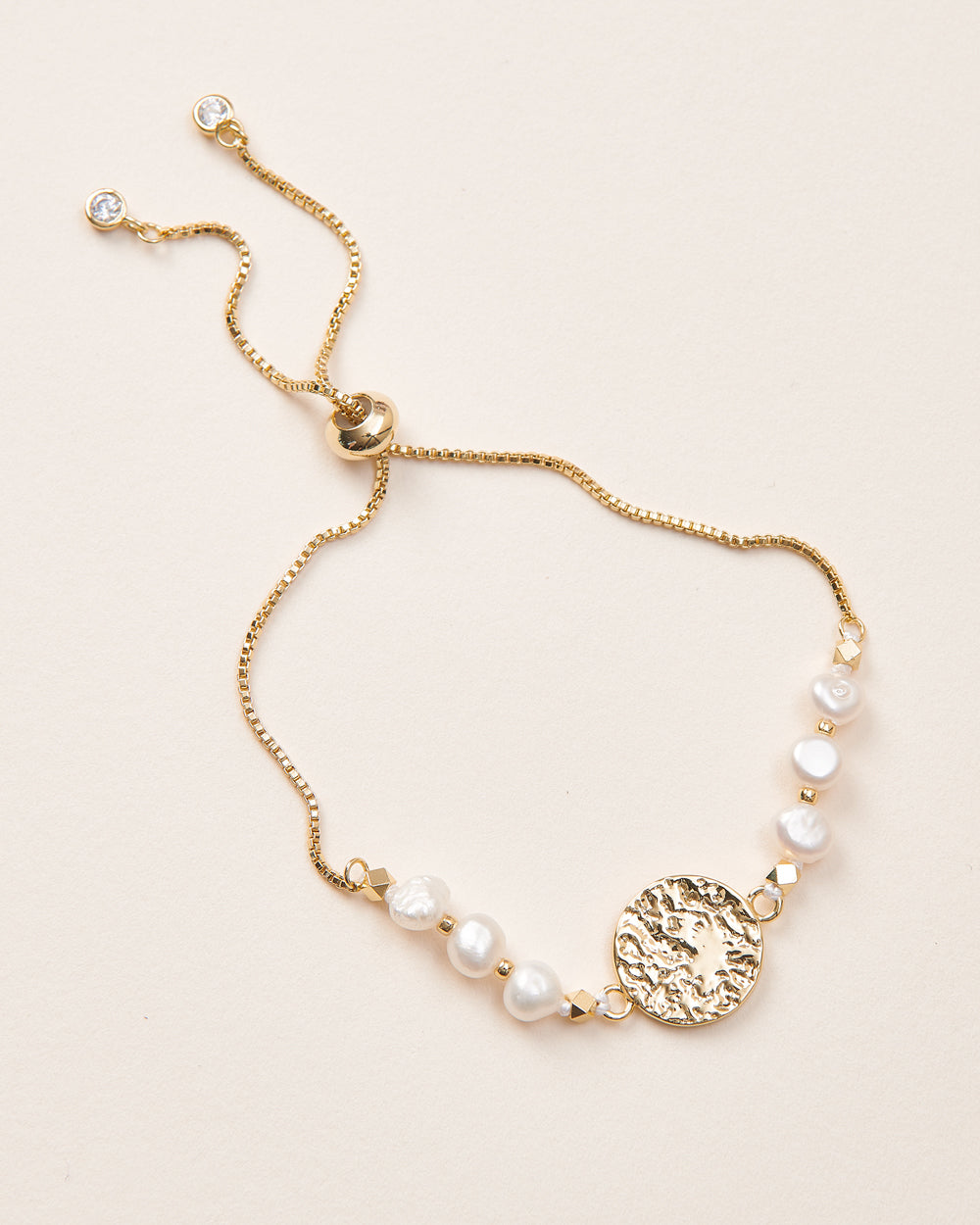 Parker Pearl & Coin Adjustable Bracelet for Women - Elegant Beaded Jewelry Gift for Birthday, Anniversary & Special Occasions
