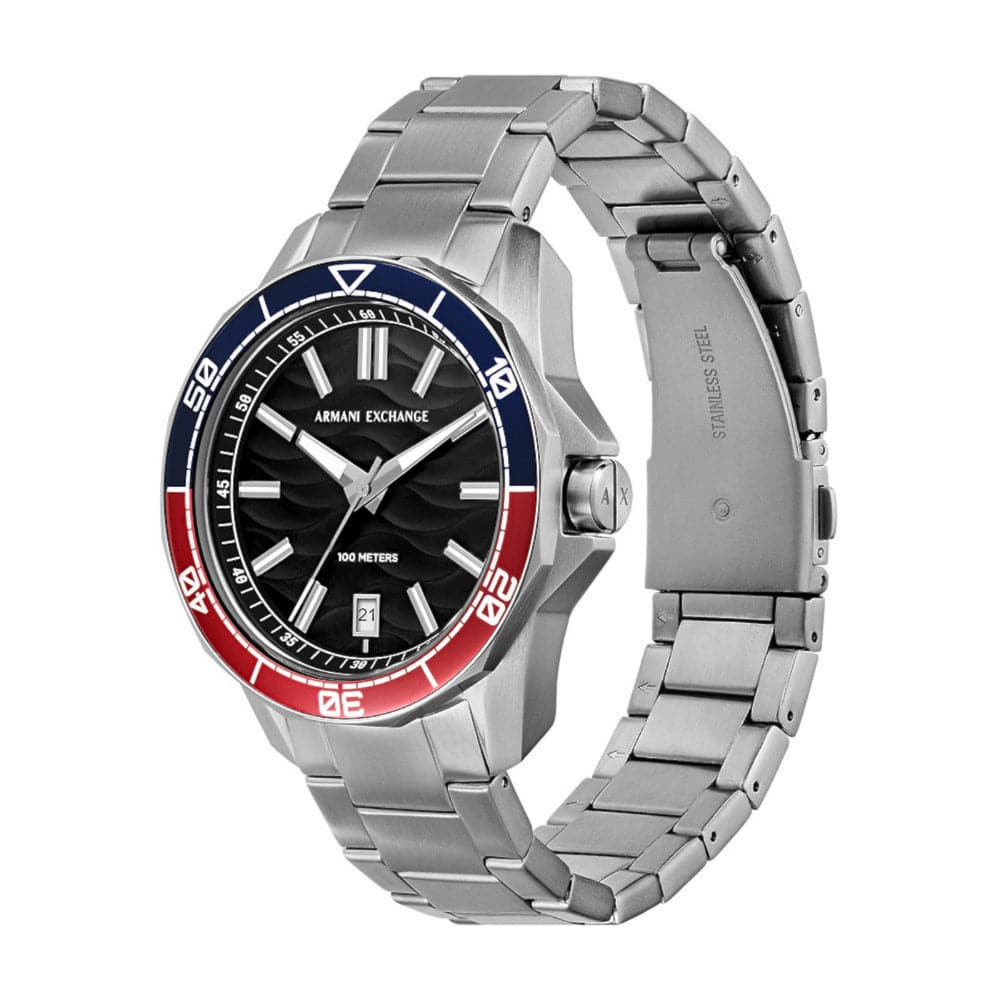 Armani Exchange AX1955 Men's Watch - Black Dial, Silver Stainless Steel Strap | Stylish Accessory for Business, Casual & Formal Occasions