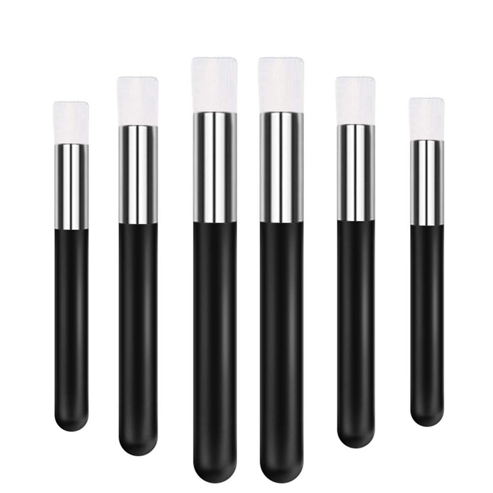 6-Piece Eyelash Cleaning Brush Set - Soft Lash Extension Cleanser & Shampoo Brushes for Blackhead Removal, Nose Washing & Mascara Application (Black/Silver) | Perfect for Professional Salons, Home Makeup & Daily Eyelash Care