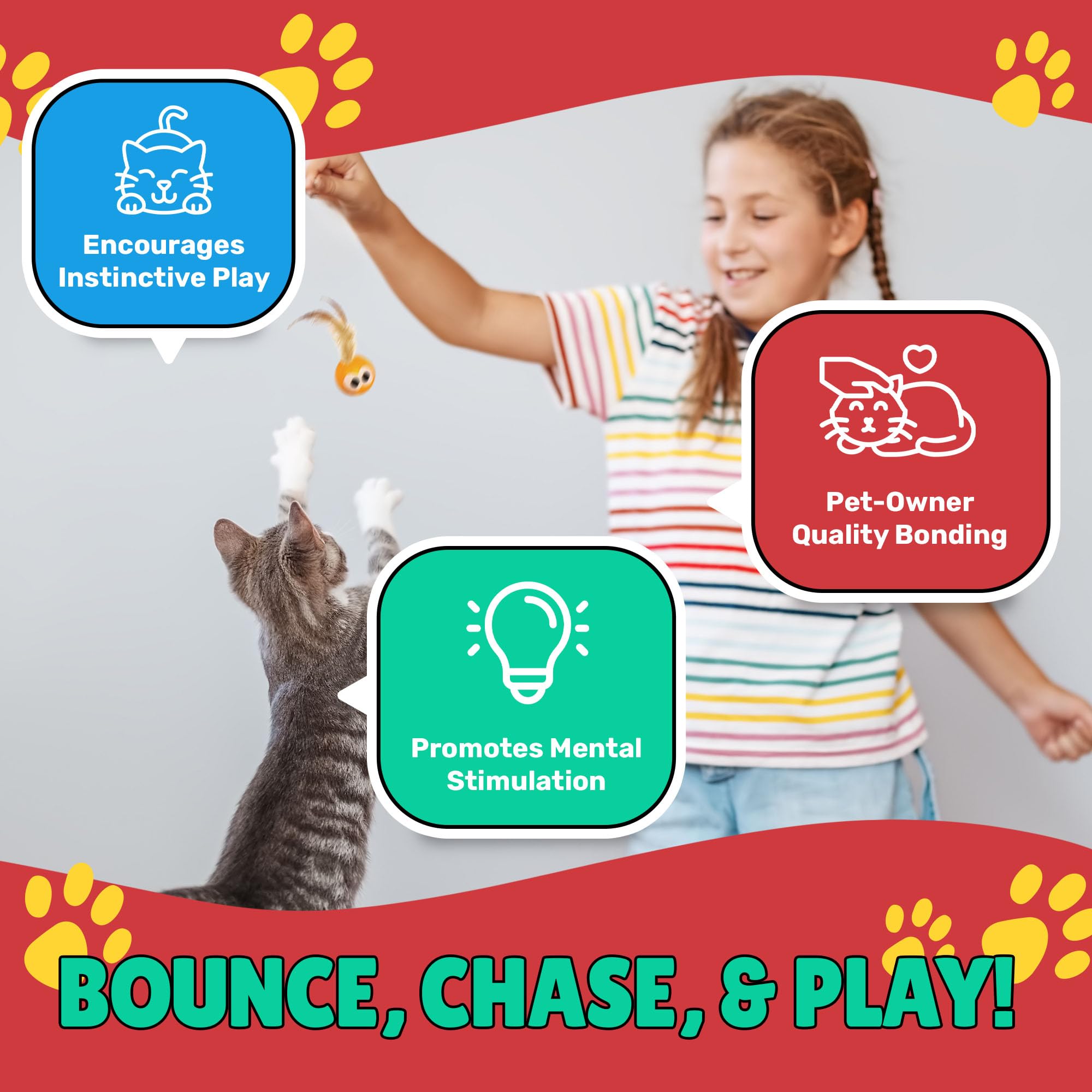 15-Pack Natural Feather Cat Ball Toy - Interactive Cat Toys for Indoor Adult Cats & Kittens - Fun Playtime for Bored Cats, Exercise & Bonding with Your Pet