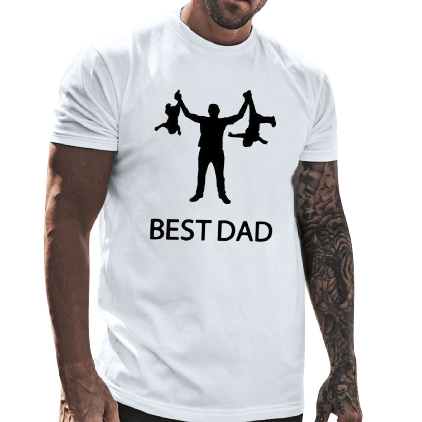 2024 New Men's Short Sleeve Graphic Print T-Shirt - Slim Fit Crewneck Casual Top for Dad | Perfect for Father's Day Gifts, Summer Outfits & Daily Wear