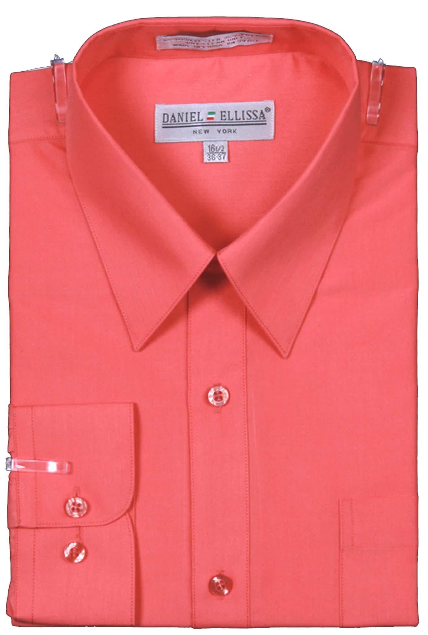 Premium Men's Convertible Cuff Dress Shirt - Coral - Formal & Business Attire for Office, Weddings & Special Occasions