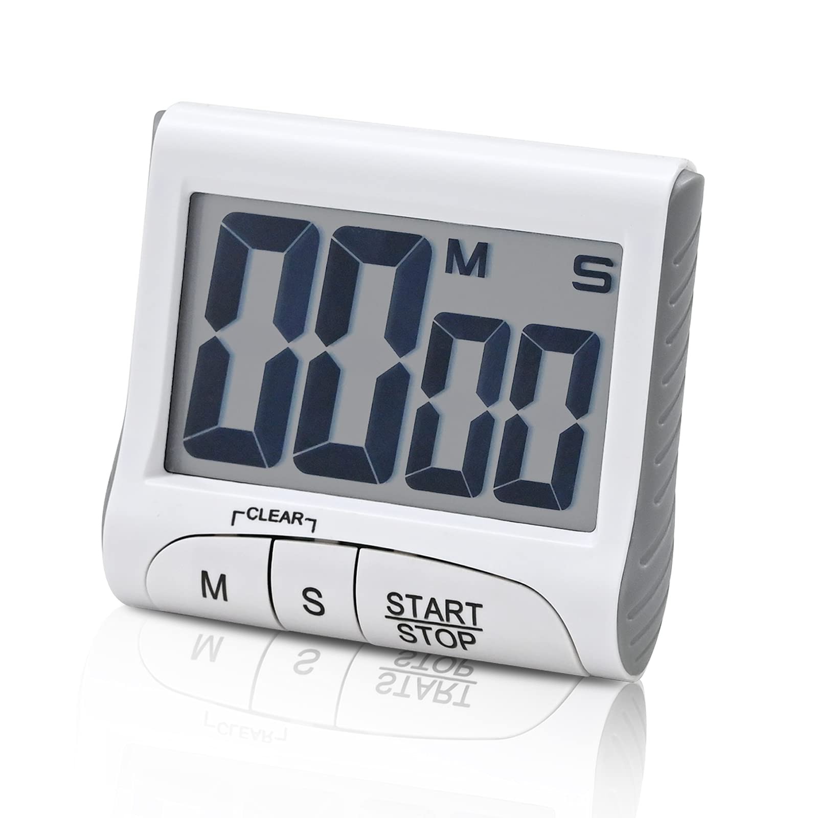 **Large Digital Countdown Timer with Loud LCD Display - Multi-Function Kitchen Timer, Portable Electronic Stopwatch - White (Batteries Not Included) - Perfect for Cooking, Baking, Workouts & Classroom Activities**
